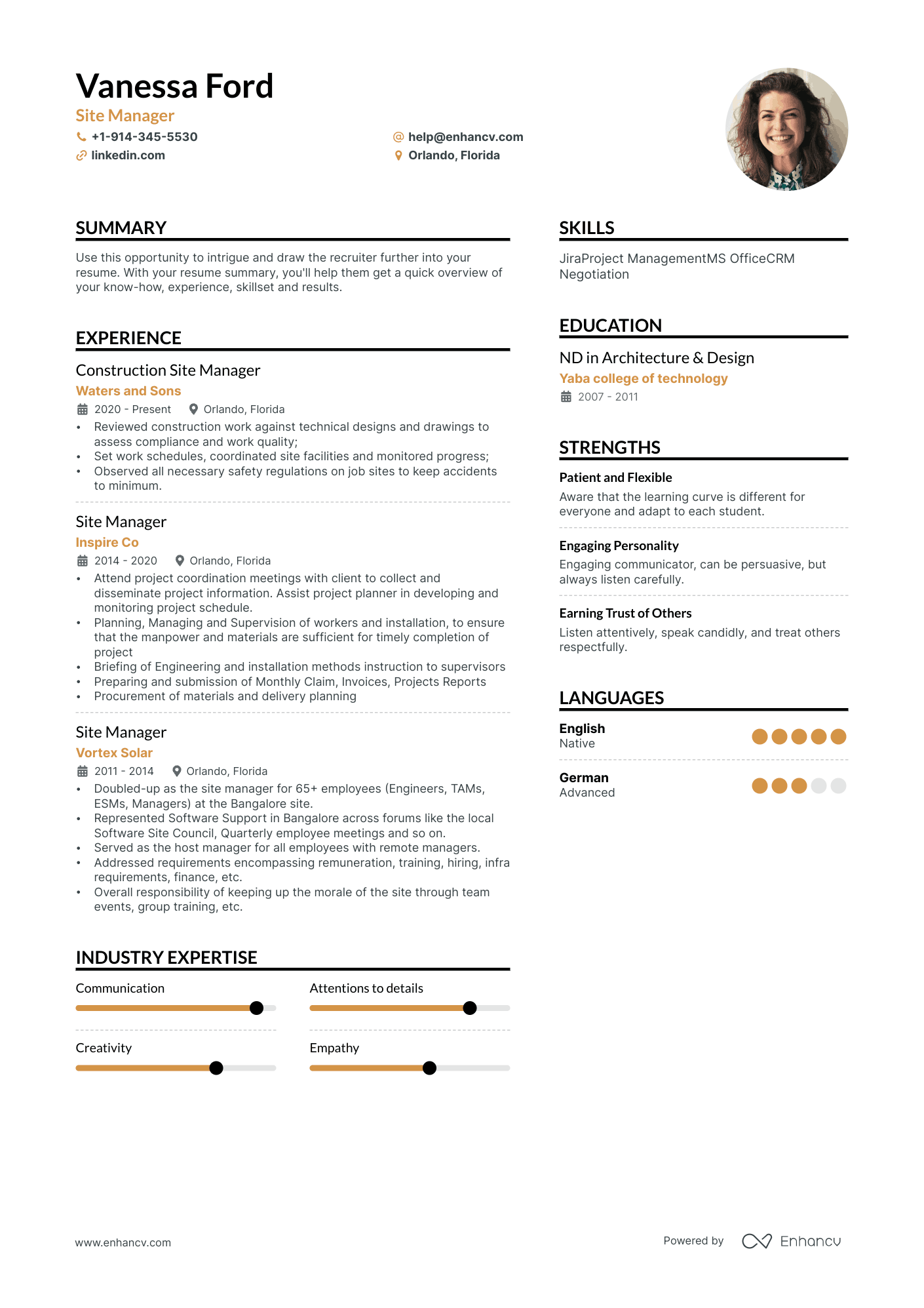 construction project manager resume