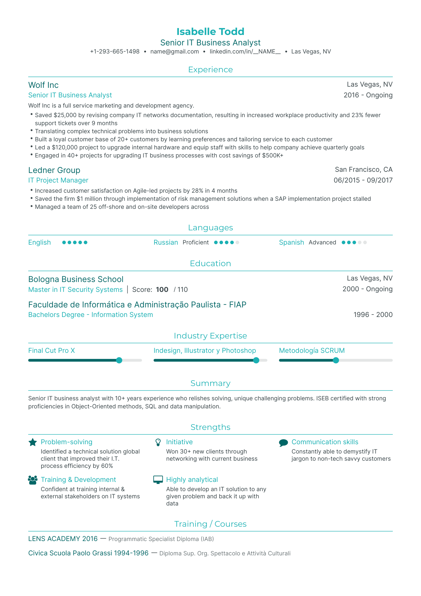 Traditional IT Resume Template