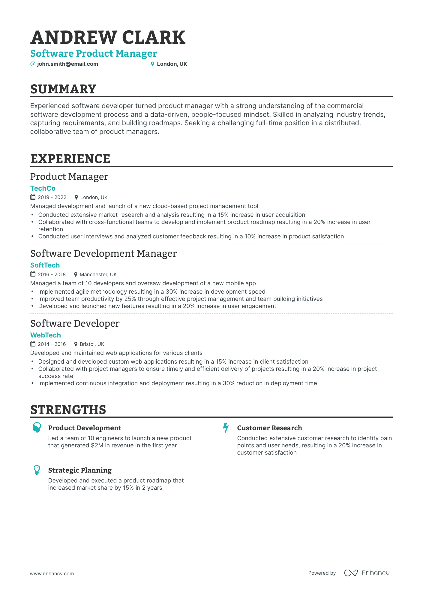 Classic Software Product Manager Resume Template