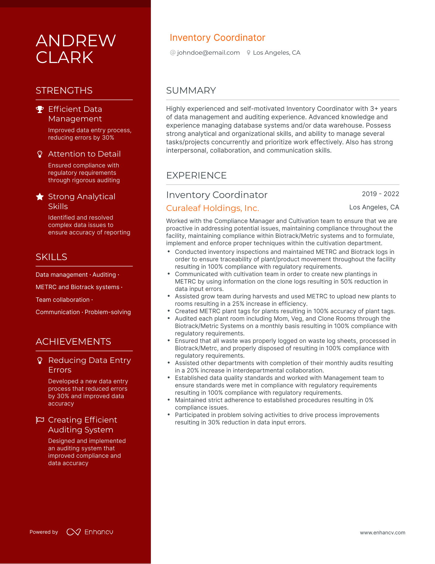 Polished Inventory Resume Template