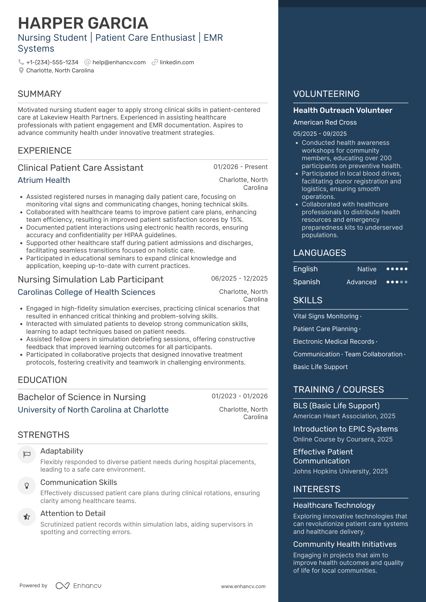A resume example of a Nurse Extern