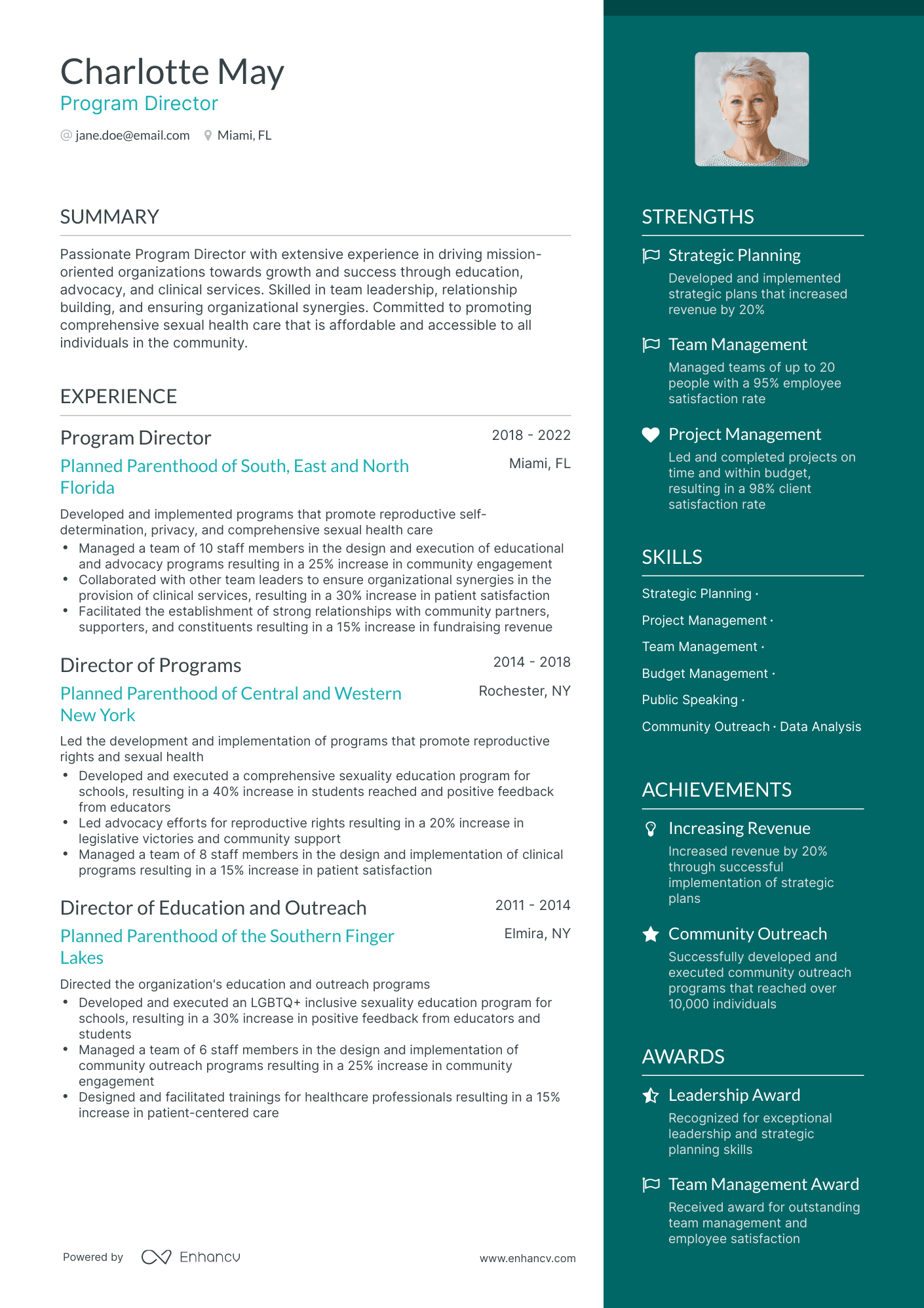 One Page Program Director Resume Template