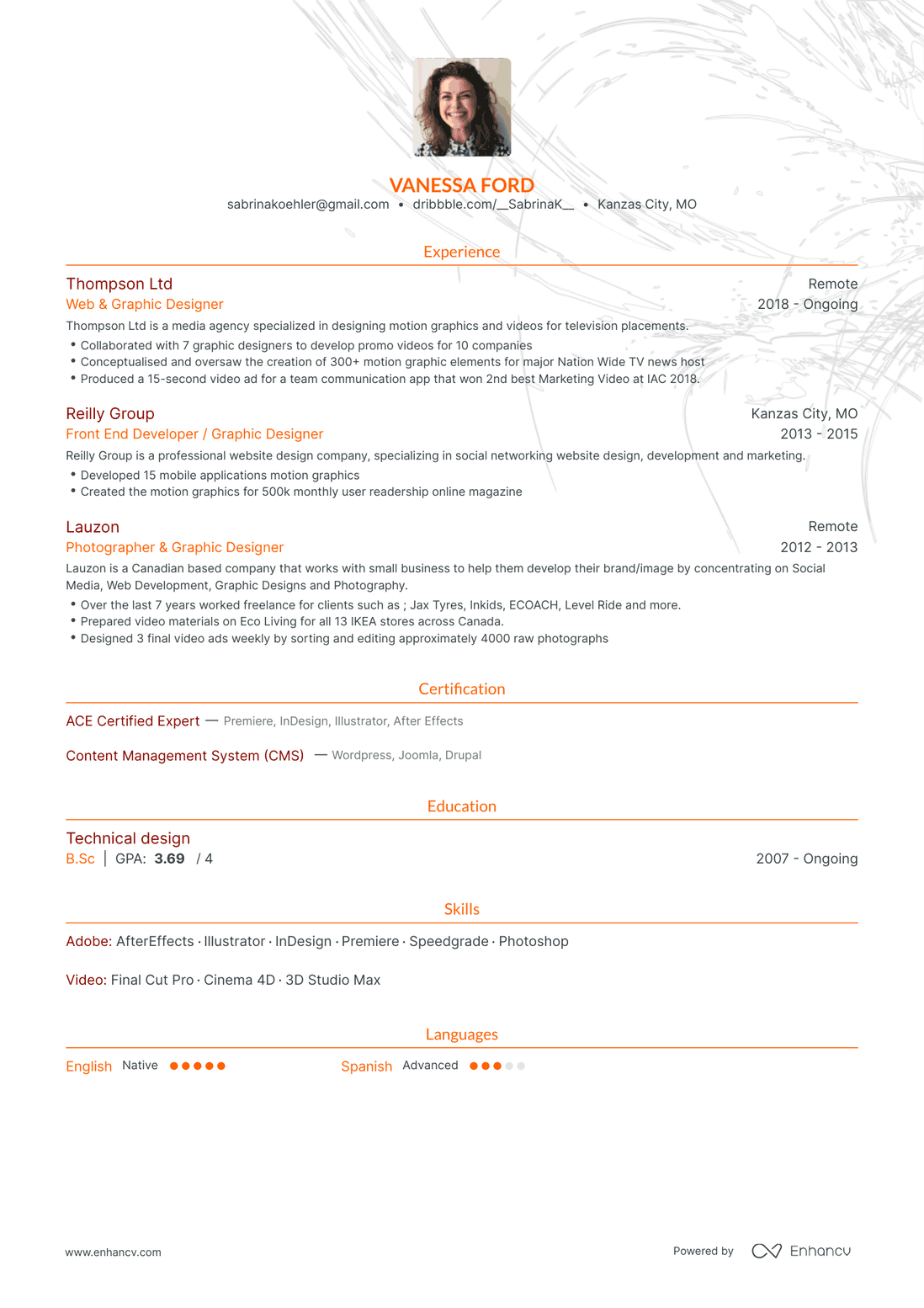 Traditional Motion Graphics Resume Template