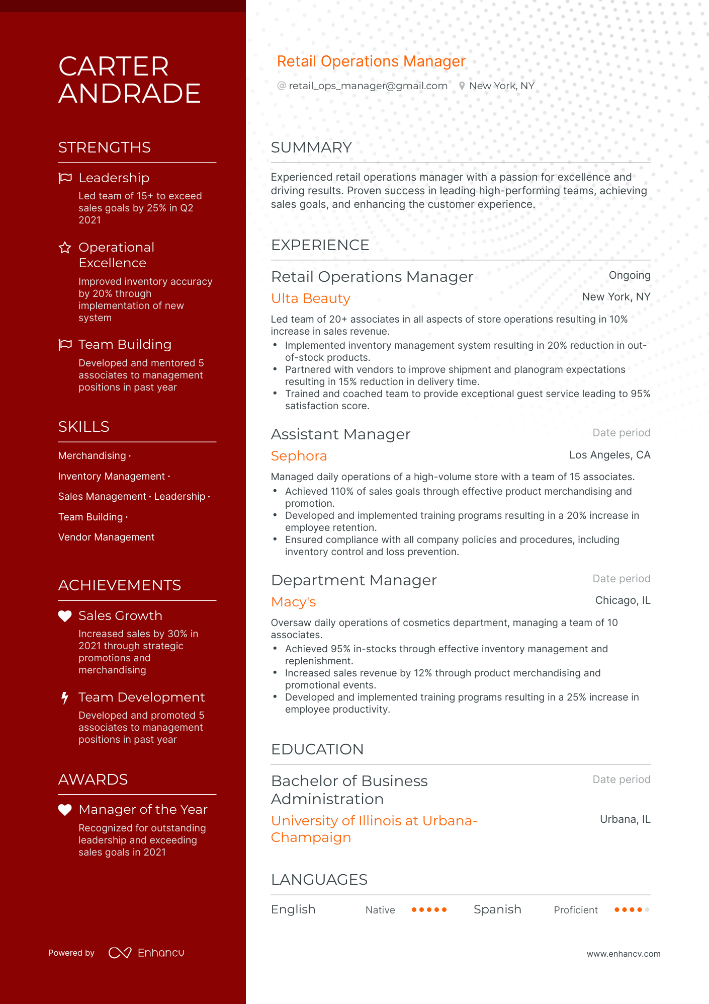 Polished Retail Operations Manager Resume Template