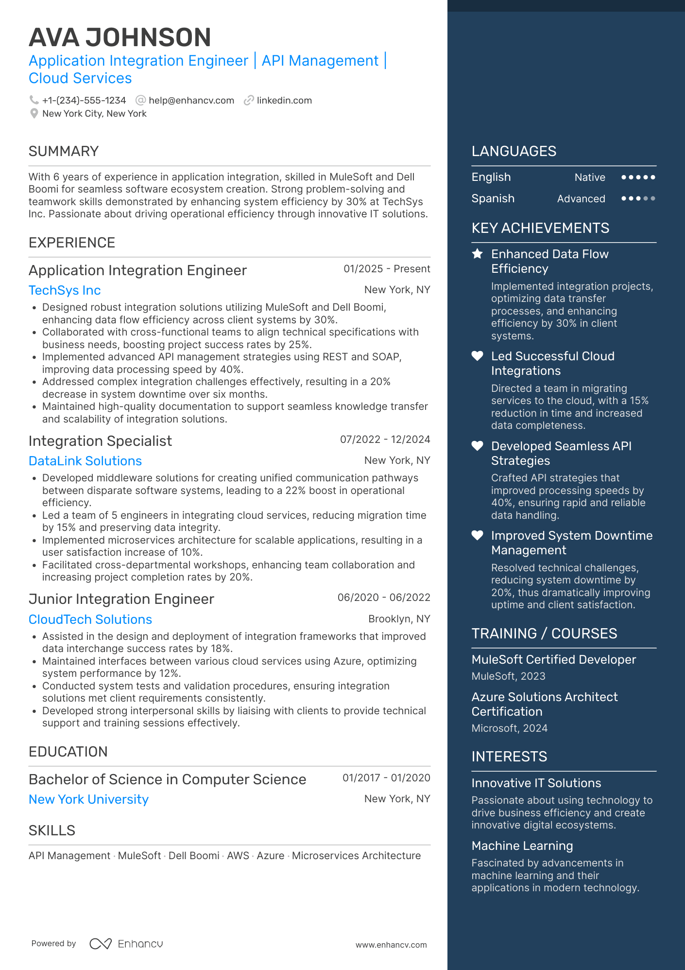 A resume example of a Application Integration Engineer