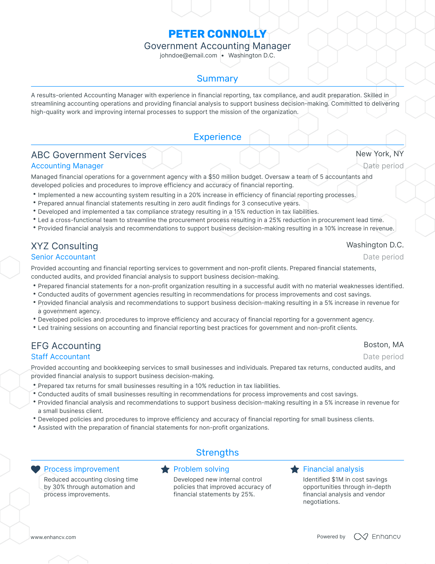 Traditional Government Accounting Resume Template