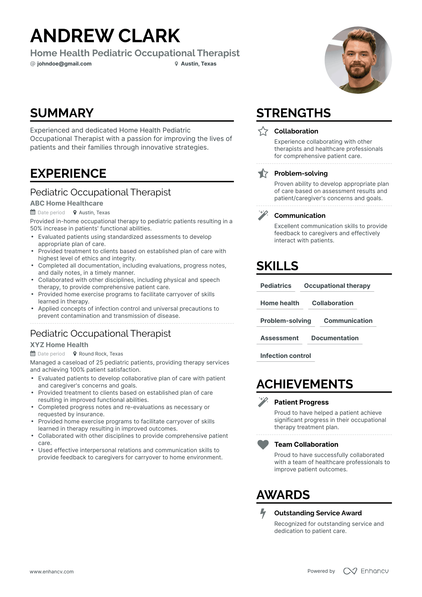 Simple Occupational Therapist Resume Template