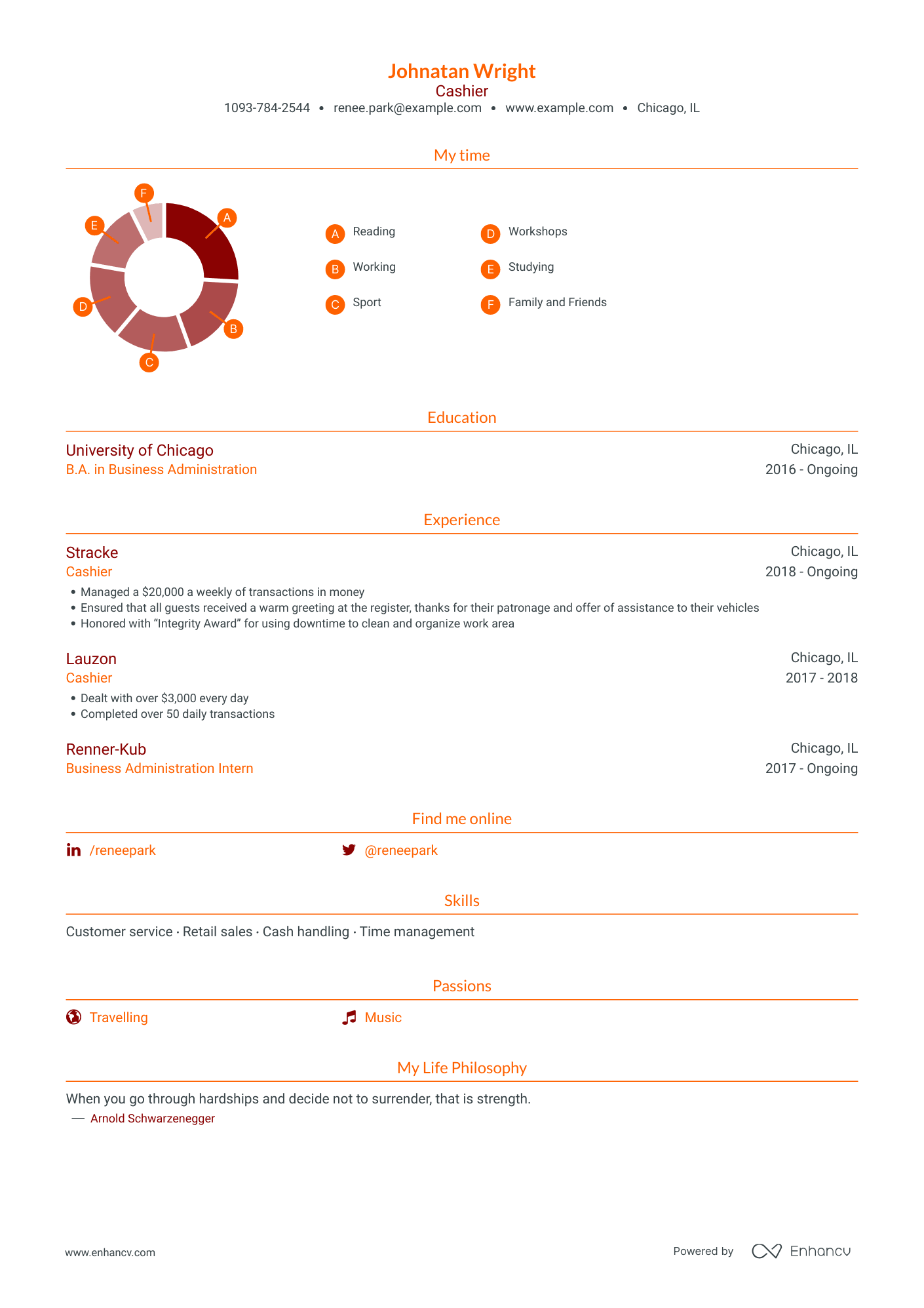 Traditional Cashier Resume Template