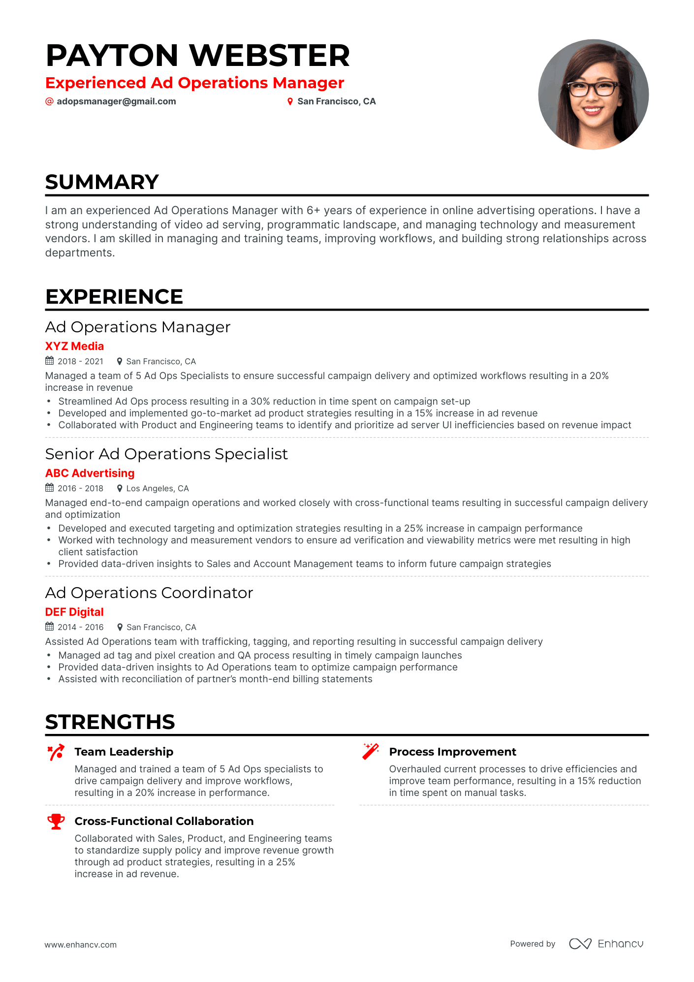 Classic Ad Operations Manager Resume Template
