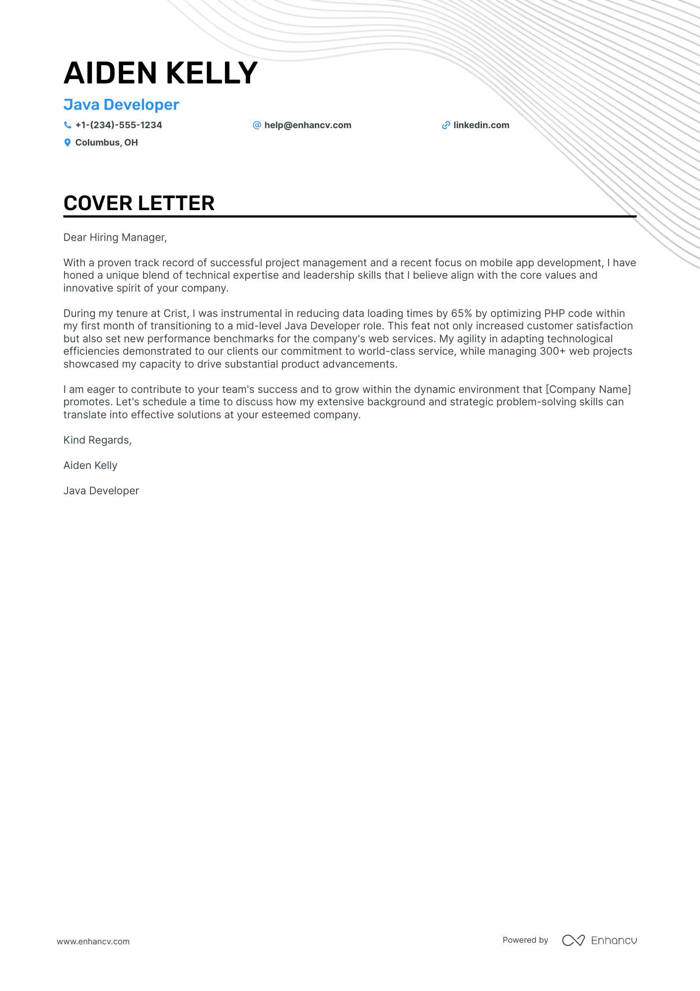 cover letter for job application for web developer