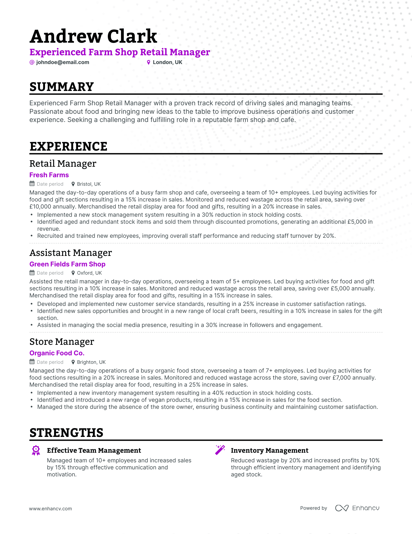 Classic Manager Retail Resume Template