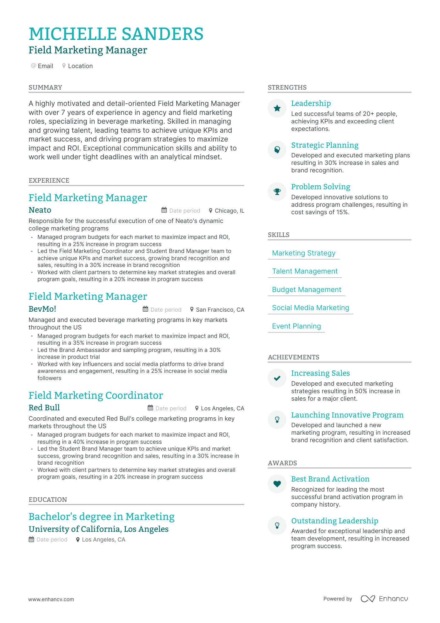 Modern Field Marketing Manager Resume Template
