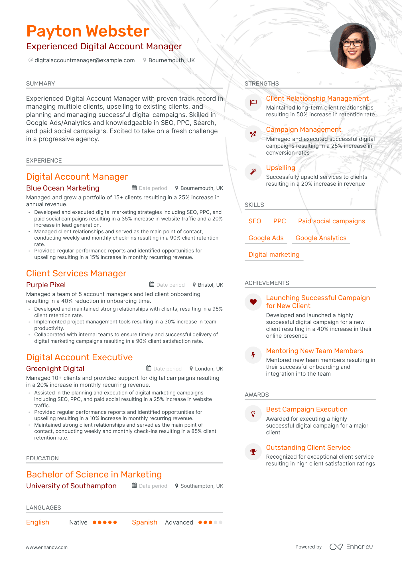 Modern Digital Account Manager Resume Template