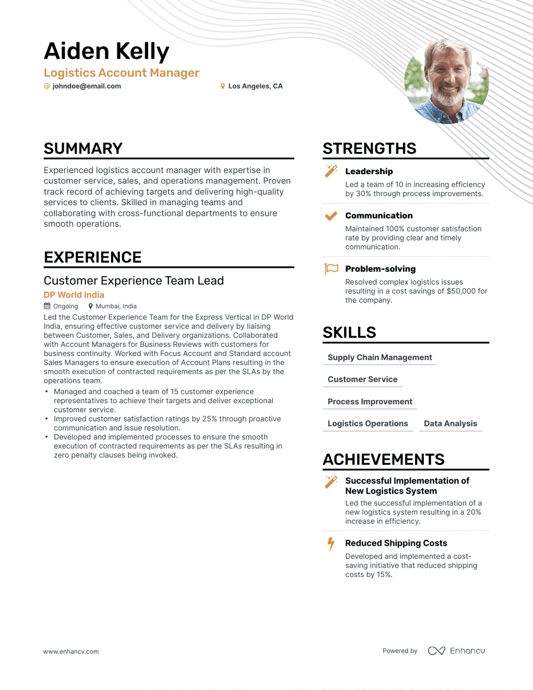 Simple Logistics Account Manager Resume Template