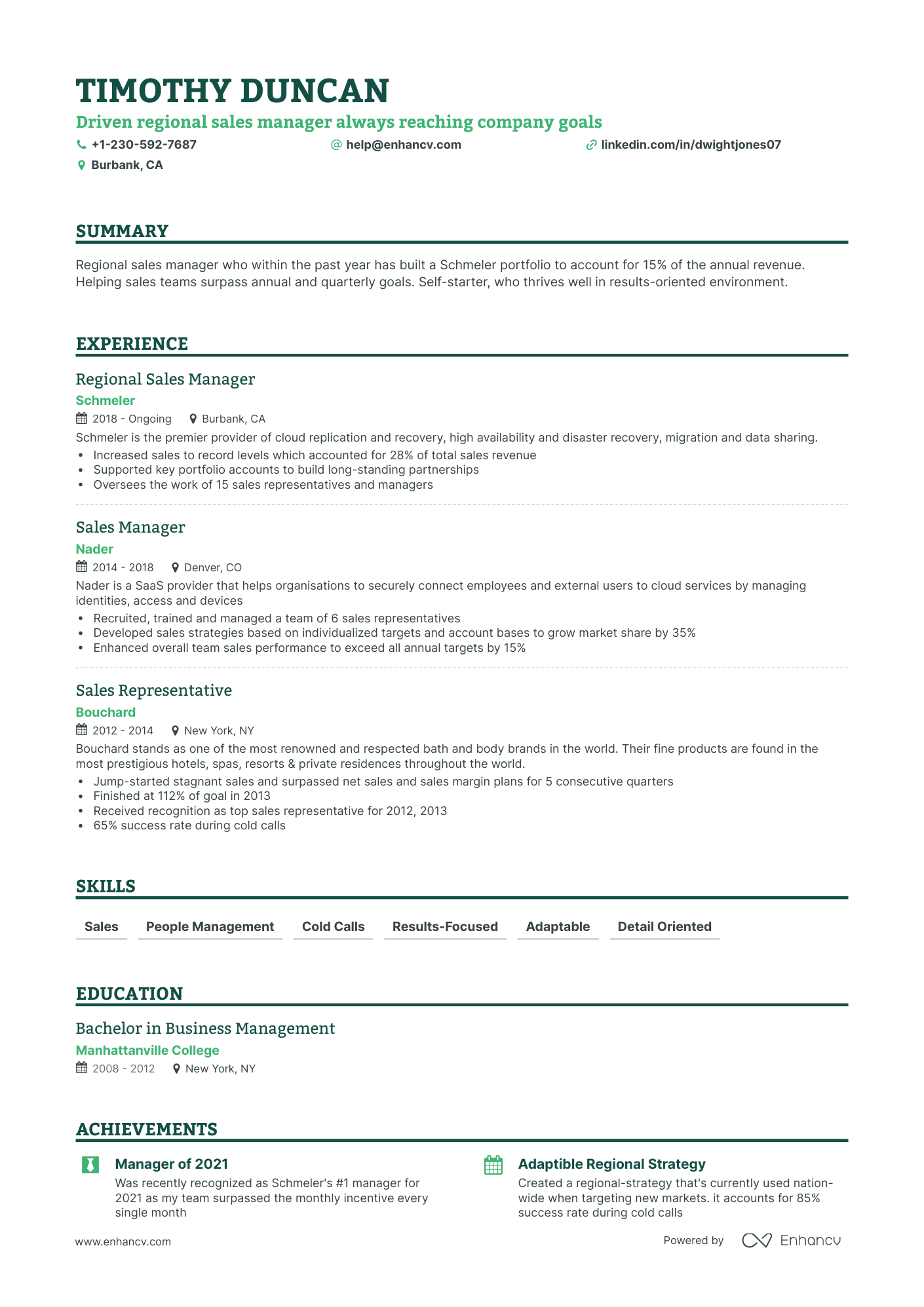 Classic Regional Sales Manager Resume Template