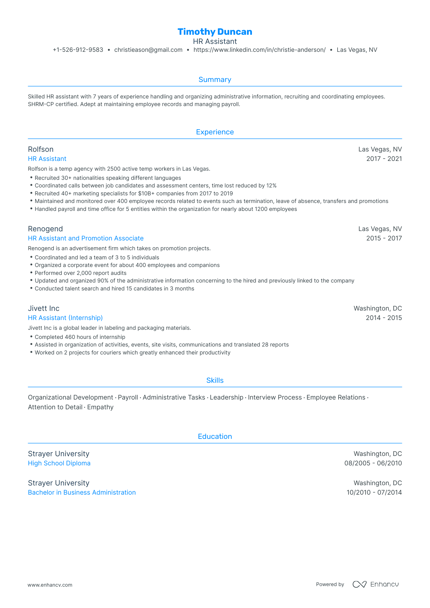Traditional HR Assistant Resume Template