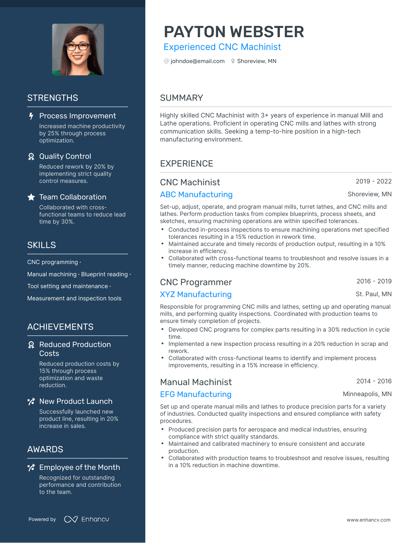 Polished Cnc Machinist Resume Template