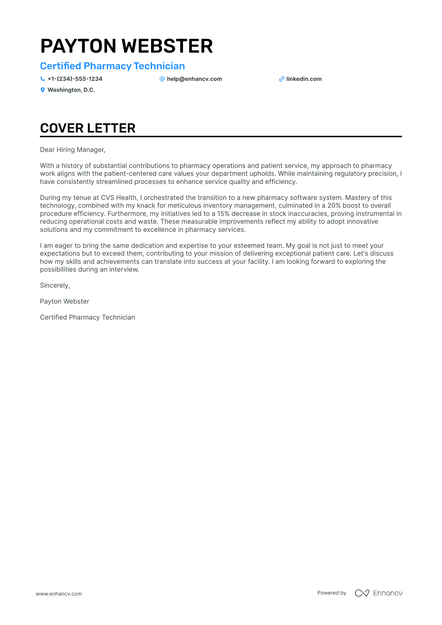 pharmacy technician cover letter sample no experience