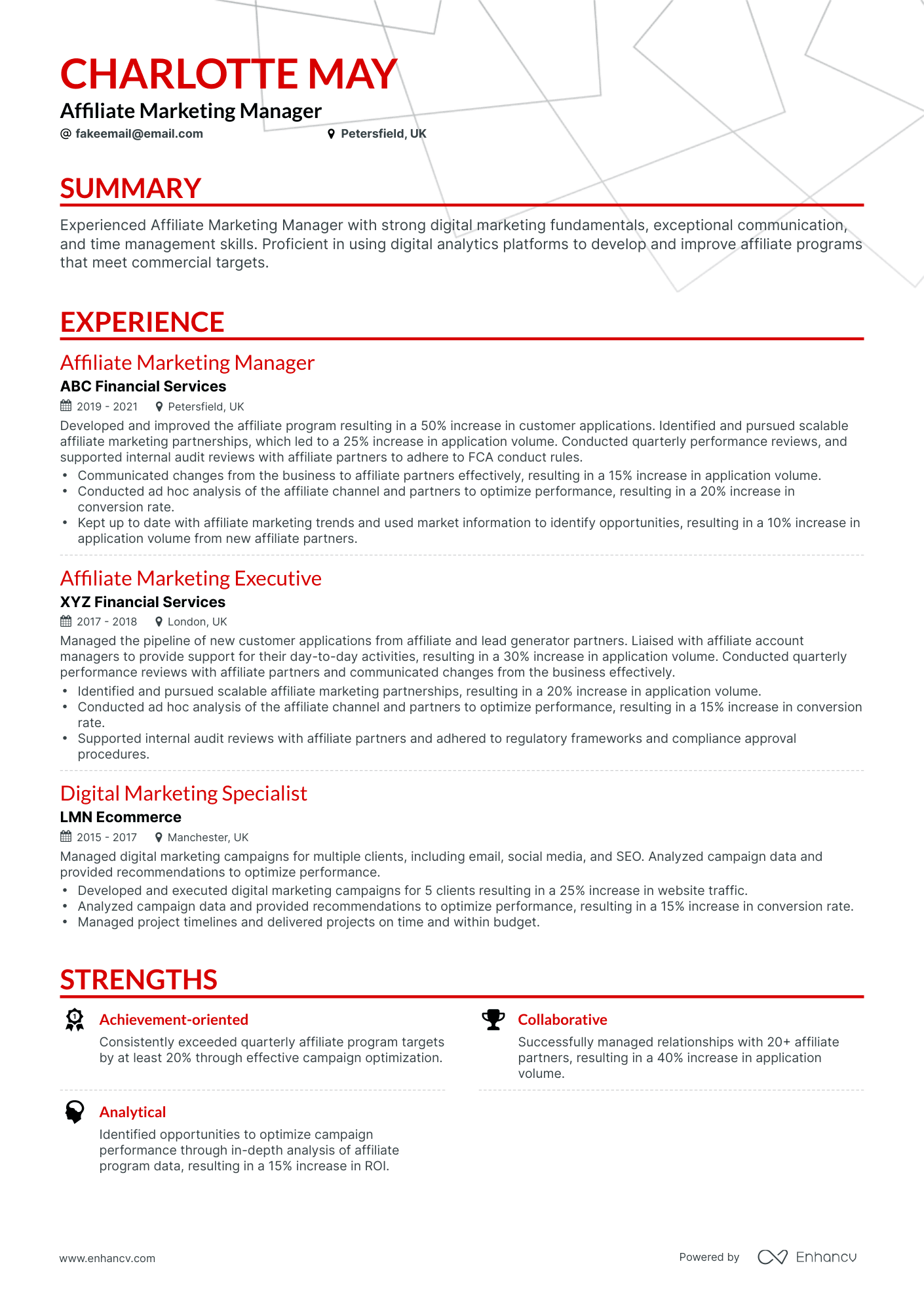 Classic Affiliate Marketing Manager Resume Template