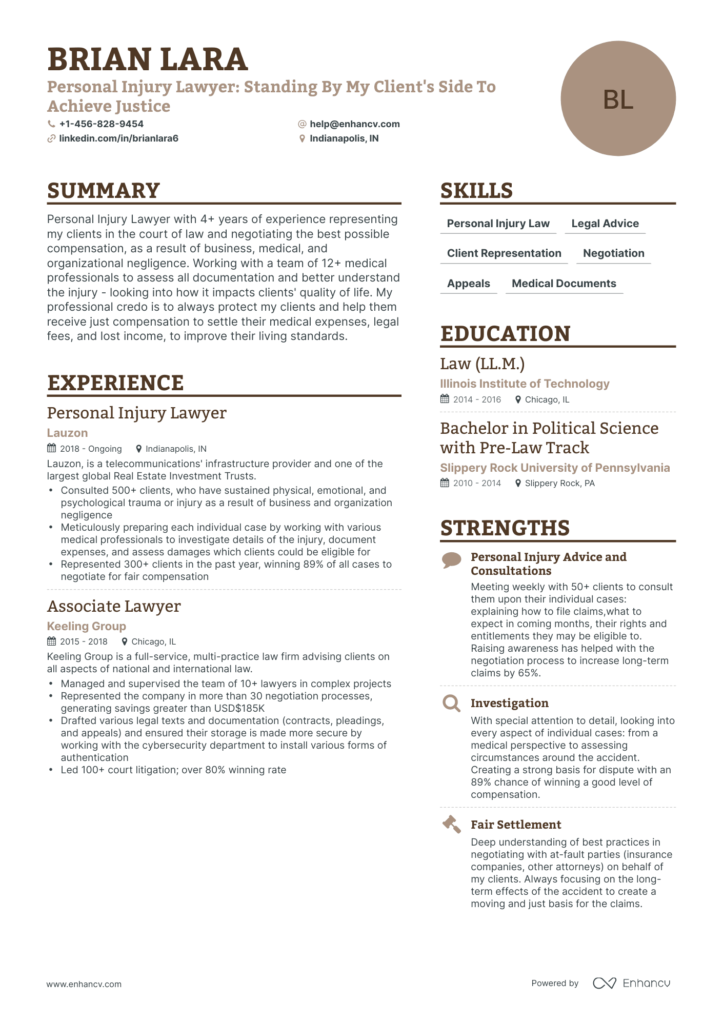 Simple Personal Injury Lawyer Resume Template