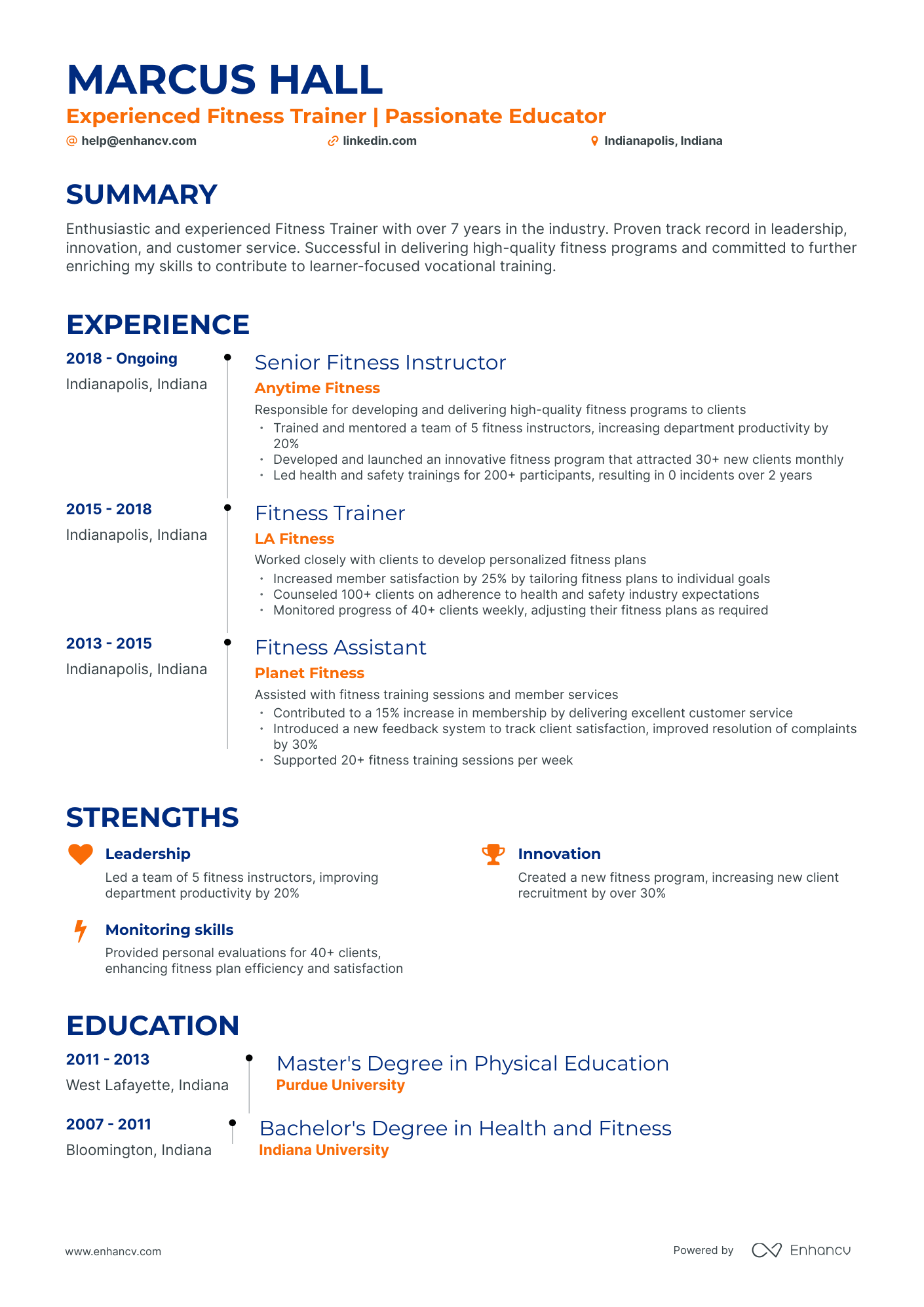 Fitness Trainer Resume Example (Free Guide)