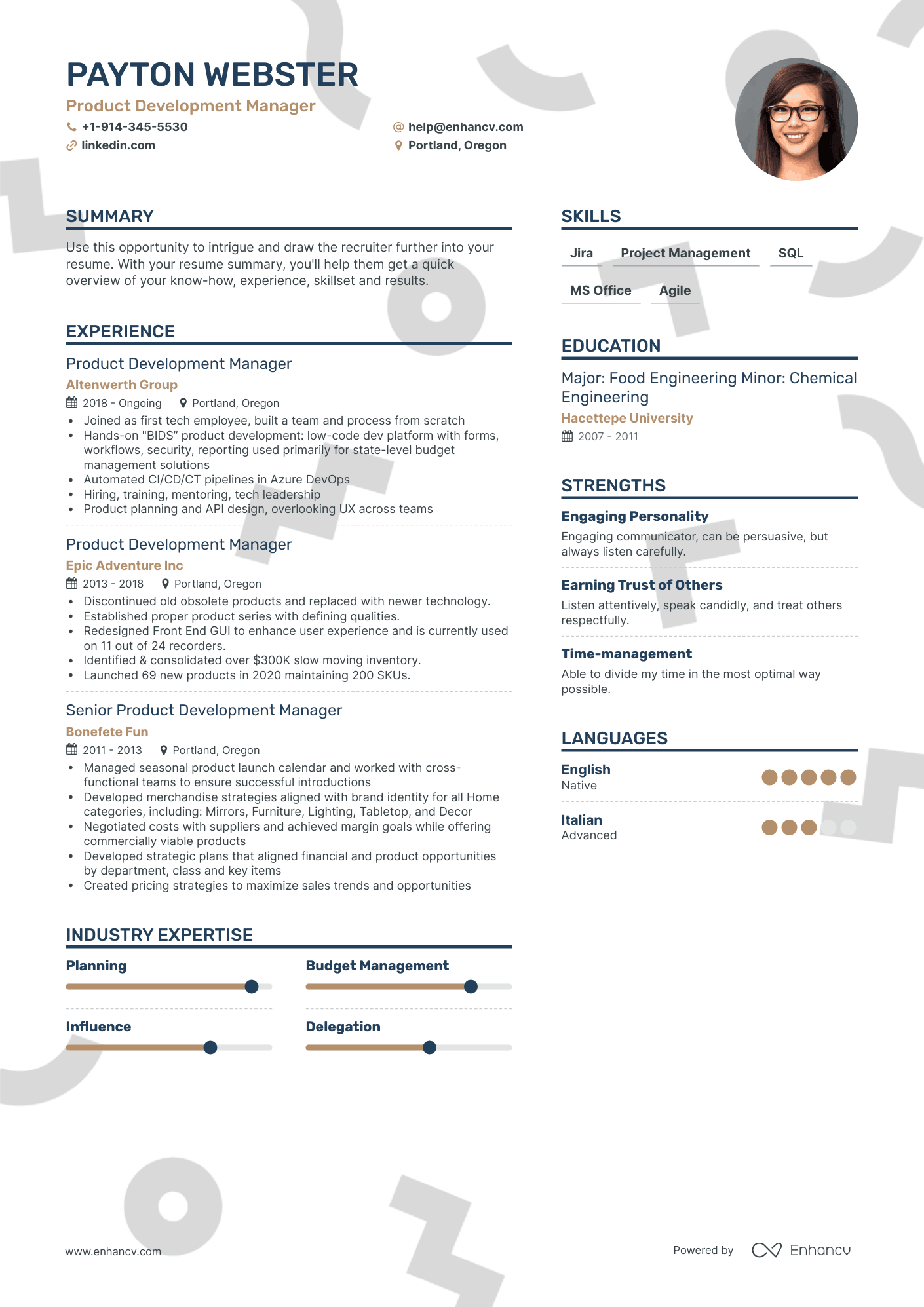 Simple Product Development Manager Resume Template