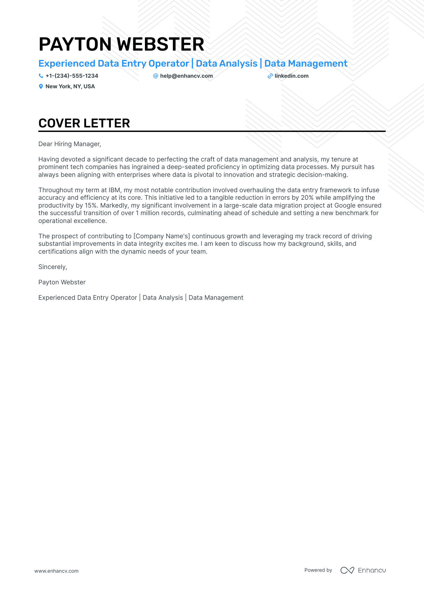 cover letter for job data entry