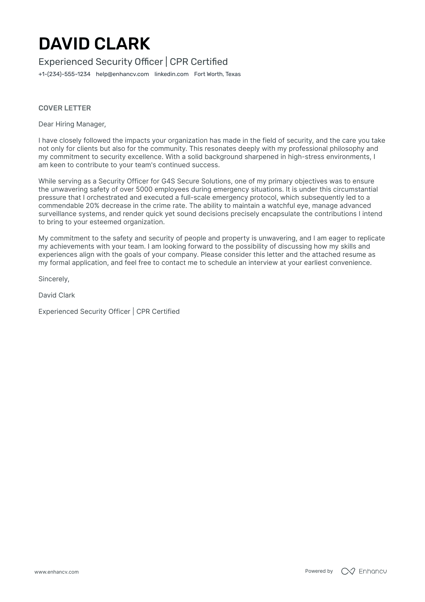 application letter for security officer job