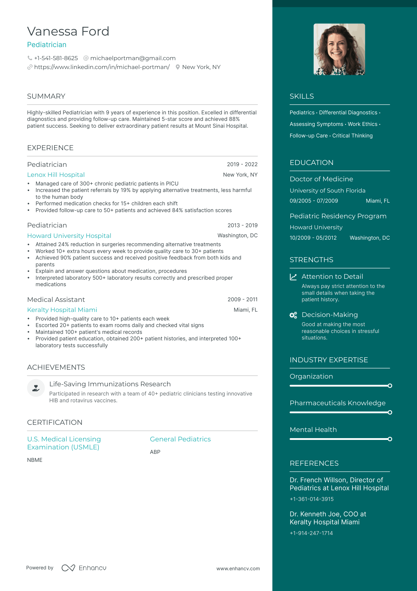 sample resume objectives for doctors