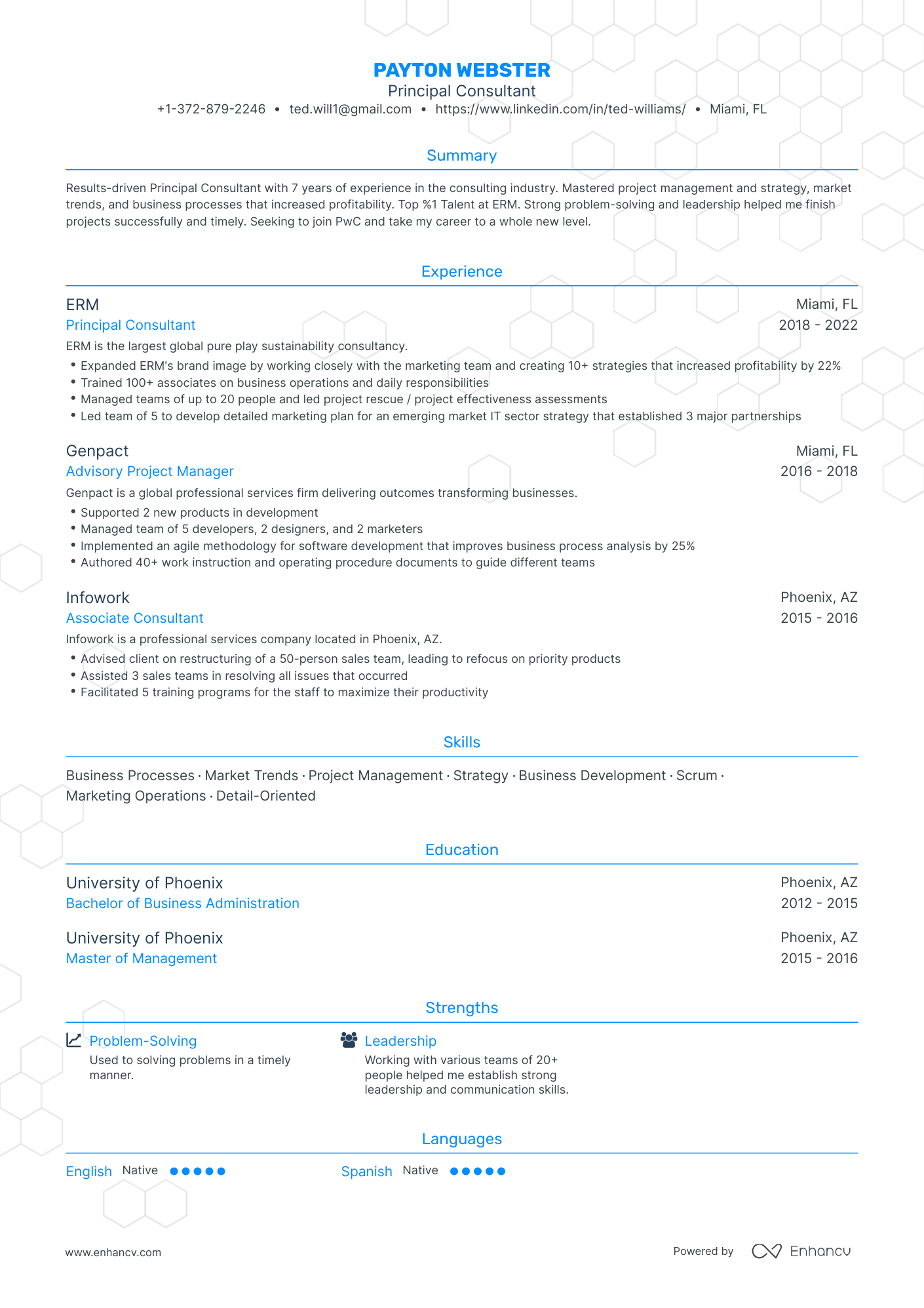 Traditional PwC Resume Template