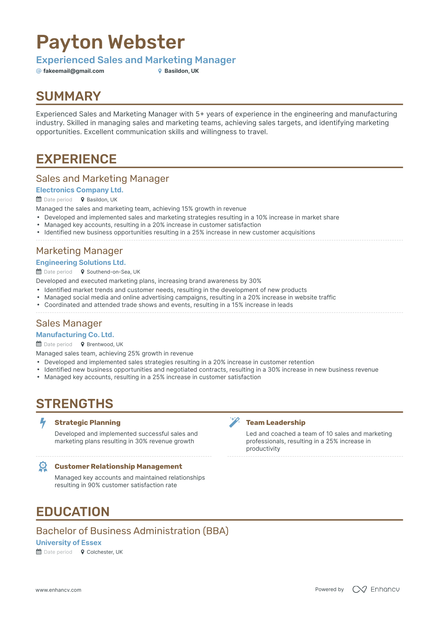 Classic Sales Marketing Manager Resume Template