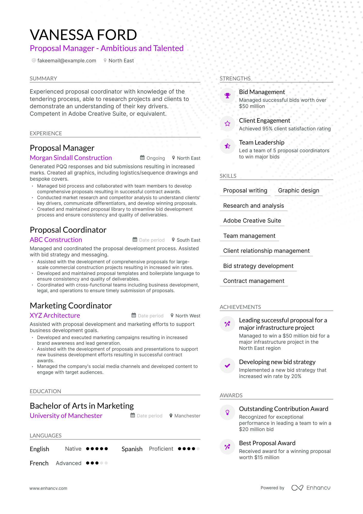 Modern Proposal Manager Resume Template