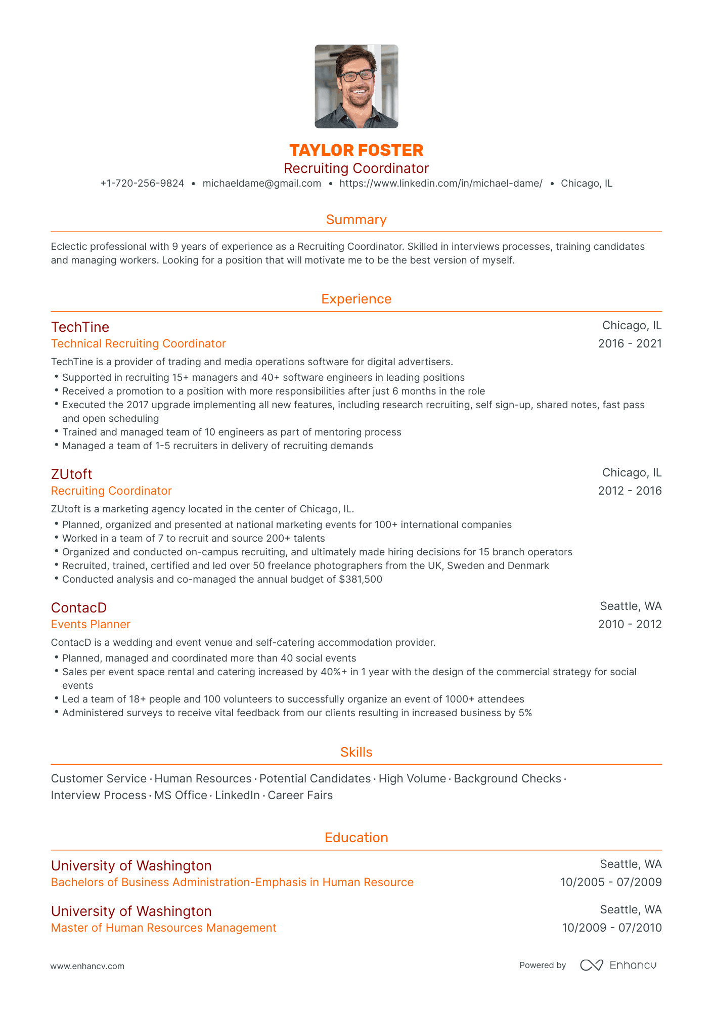 Traditional Recruiting Coordinator Resume Template