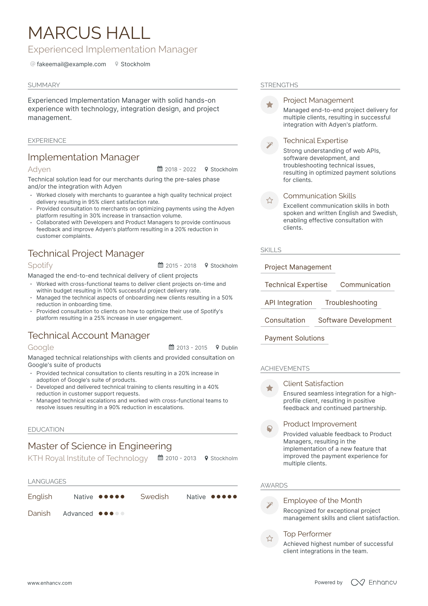 Modern Implementation Manager Resume Template