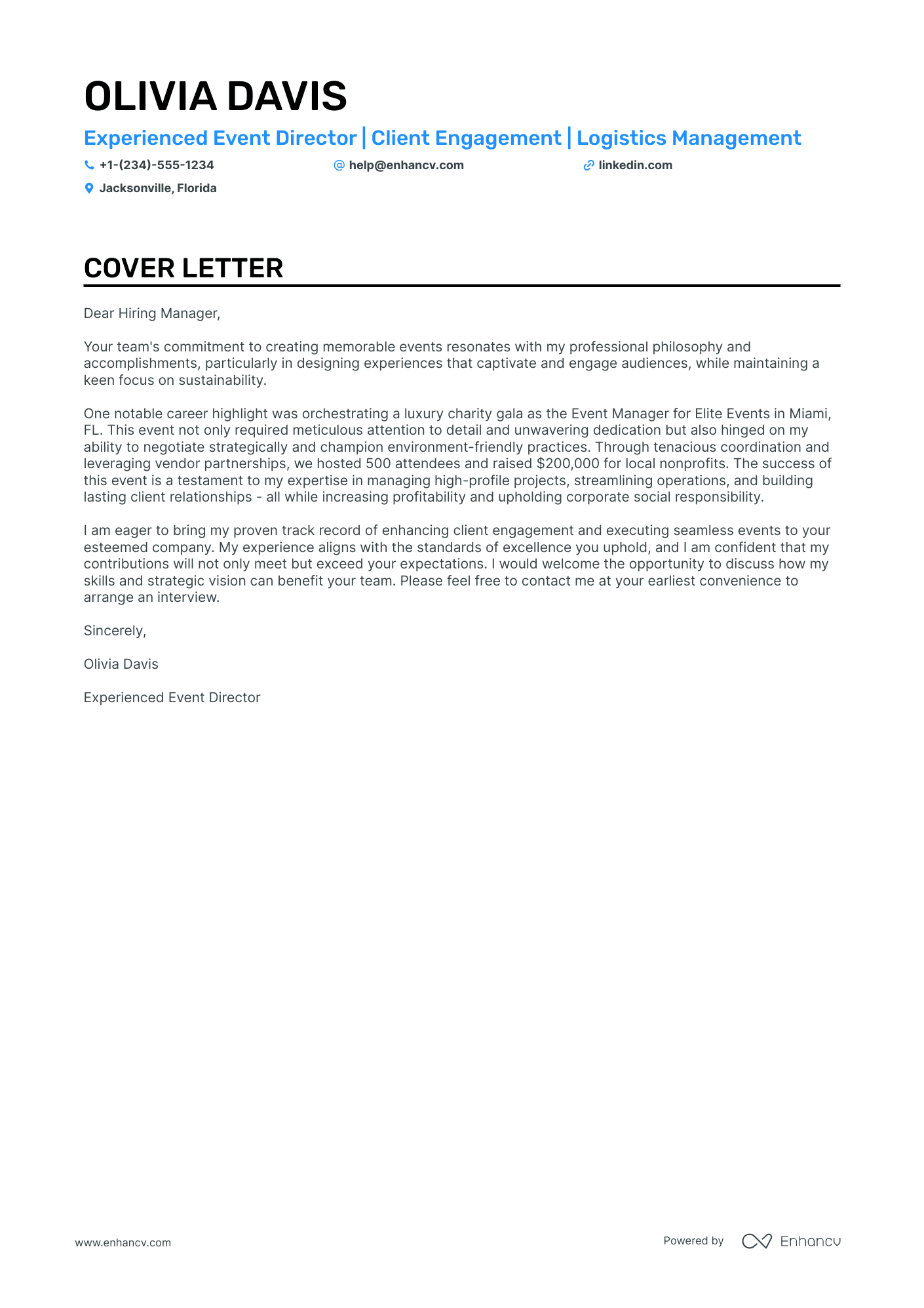 example of event planner cover letter