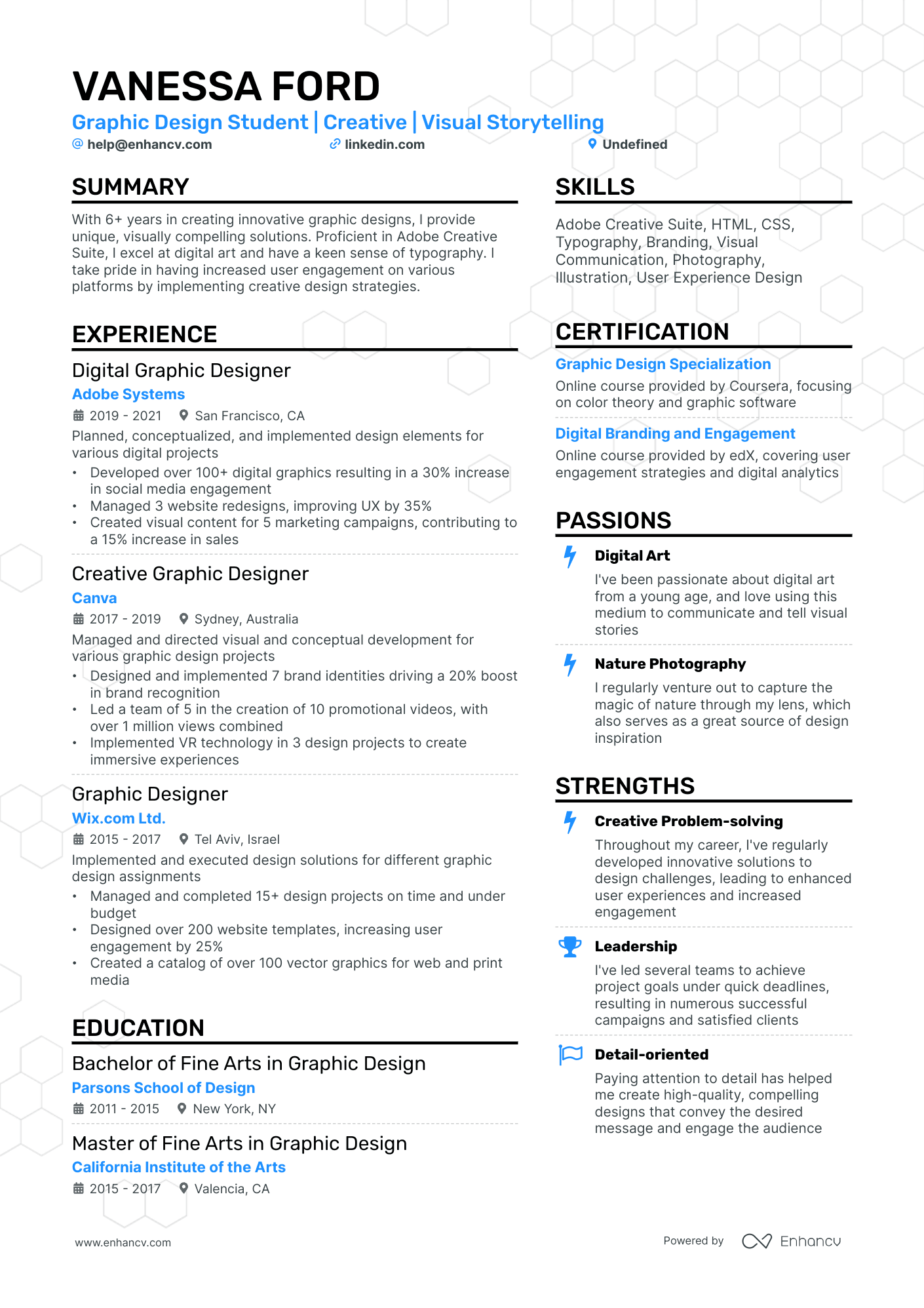 examples of graphic design resume