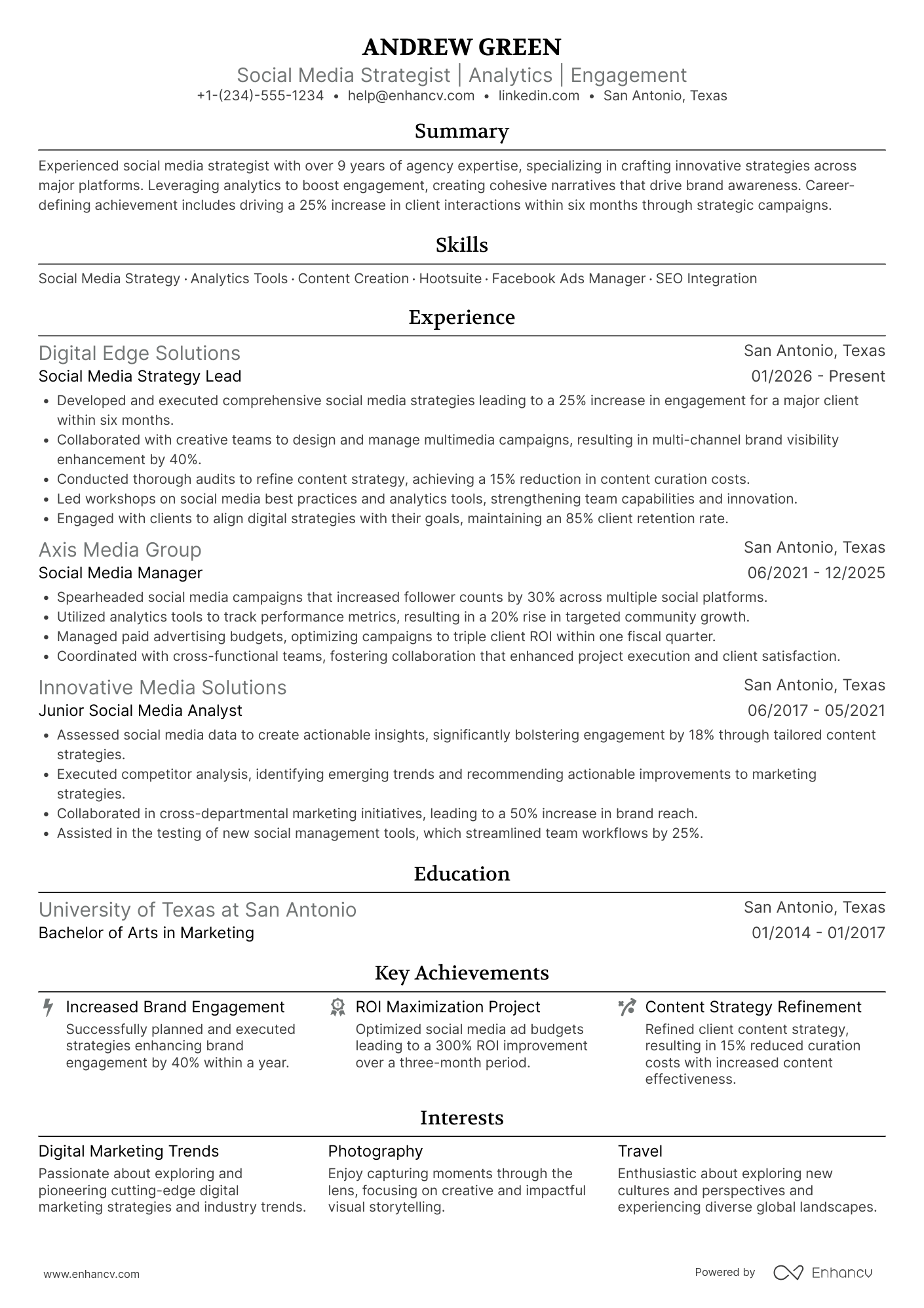 A resume example of a Social Media Strategy Coordinator