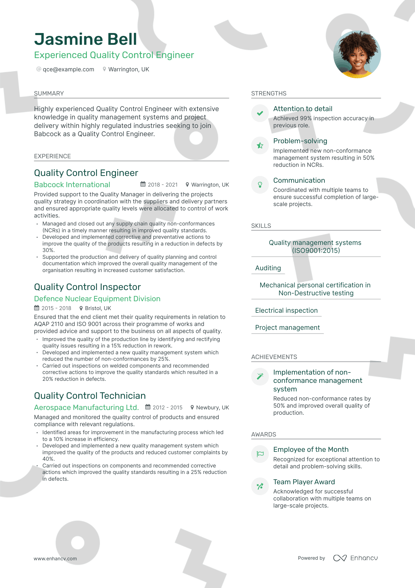 Modern Quality Control Engineer Resume Template