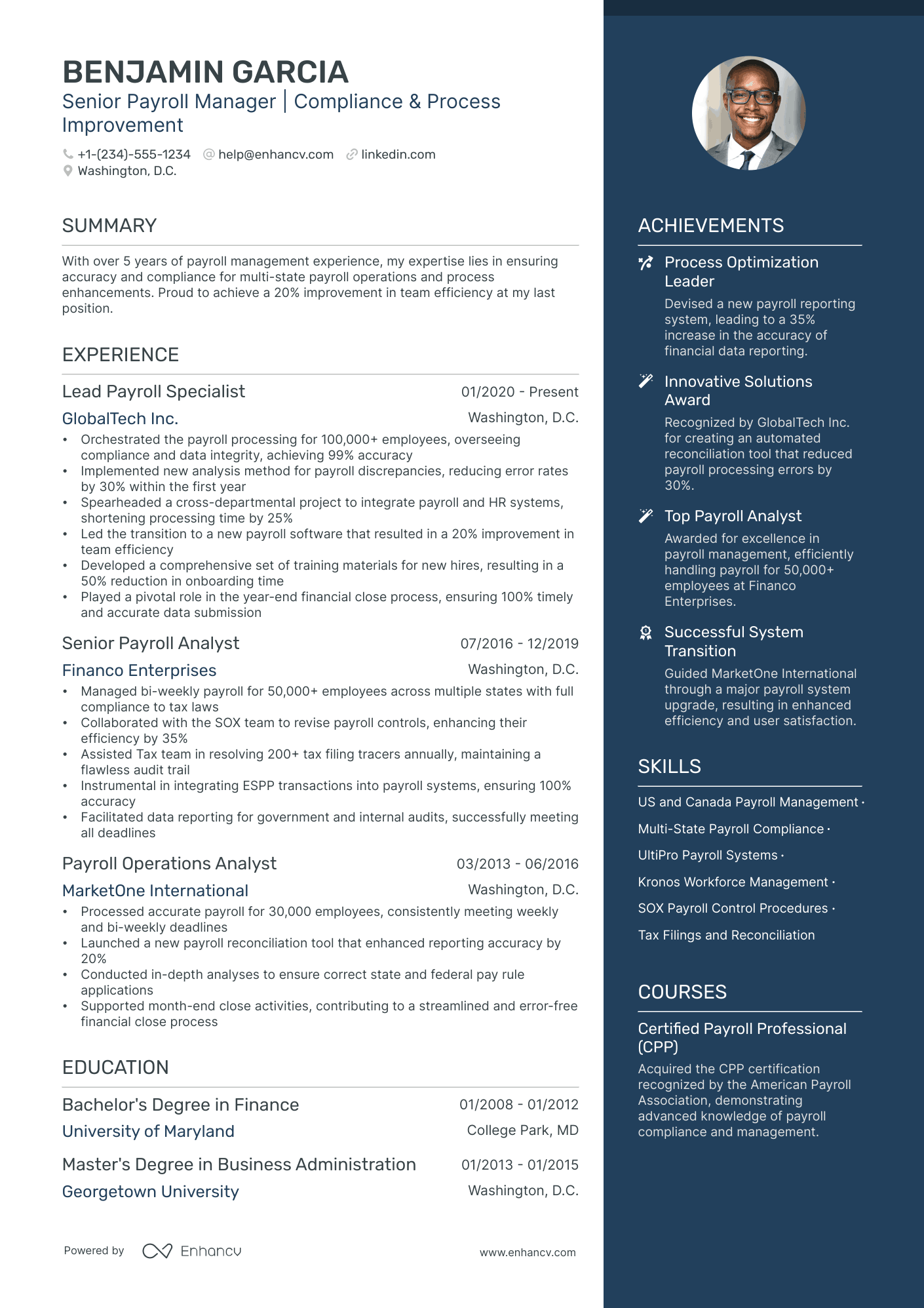 resume examples payroll manager