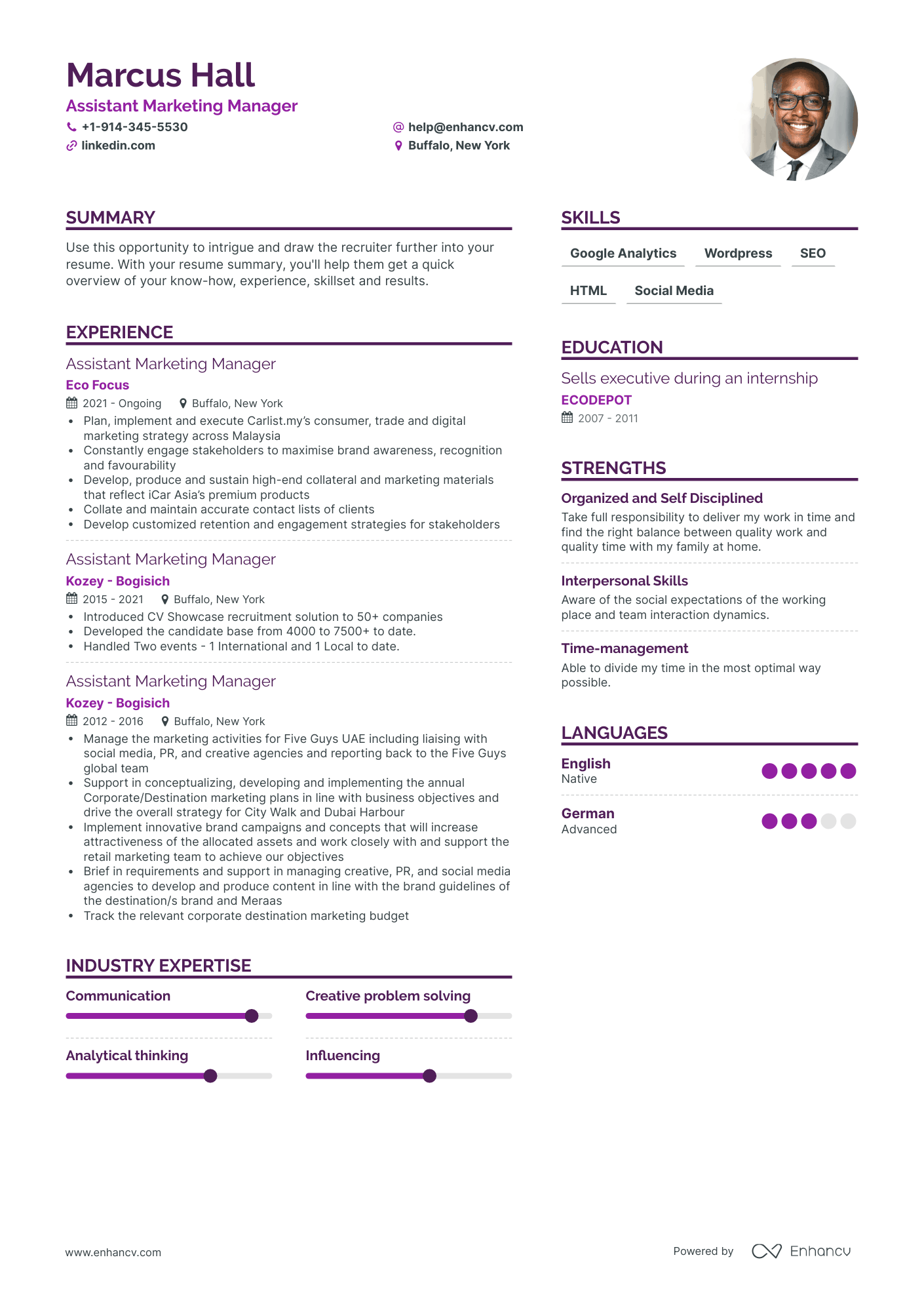 Assistant Marketing Manager Resume Examples & Guide for 2023 (Layout ...