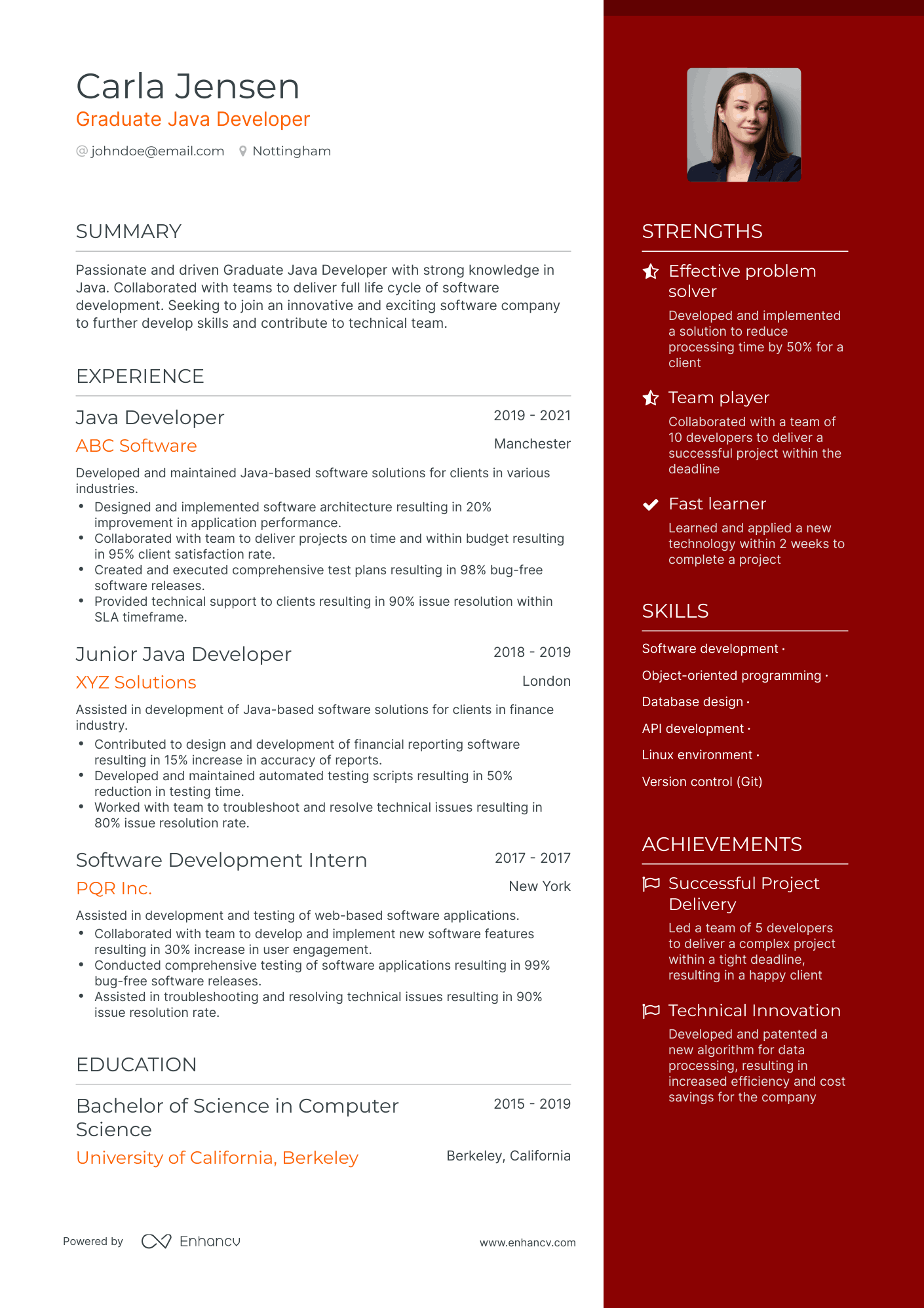 java developer resume