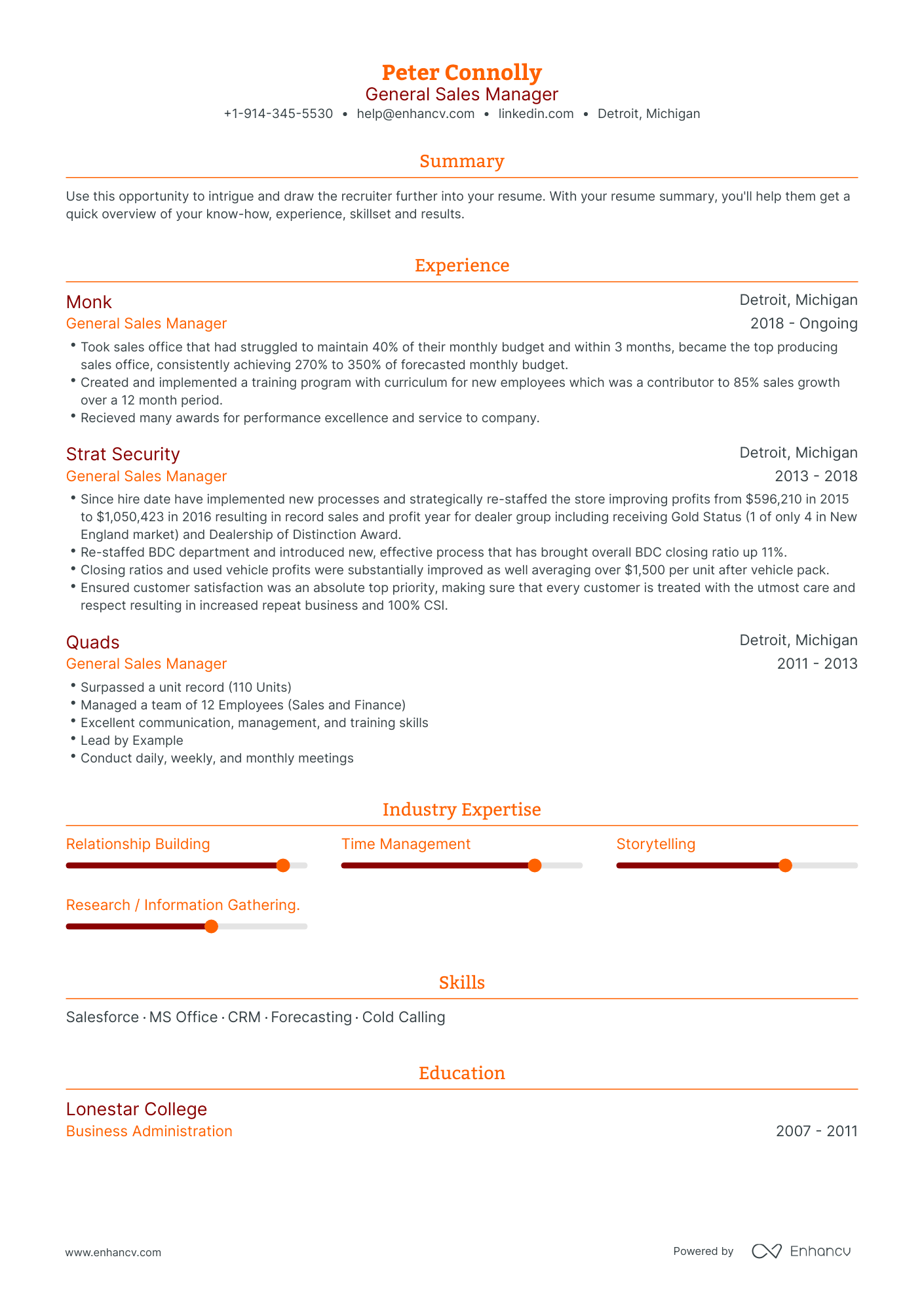 General Sales Manager Resume Examples & Guide For 2023 (layout, Skills 