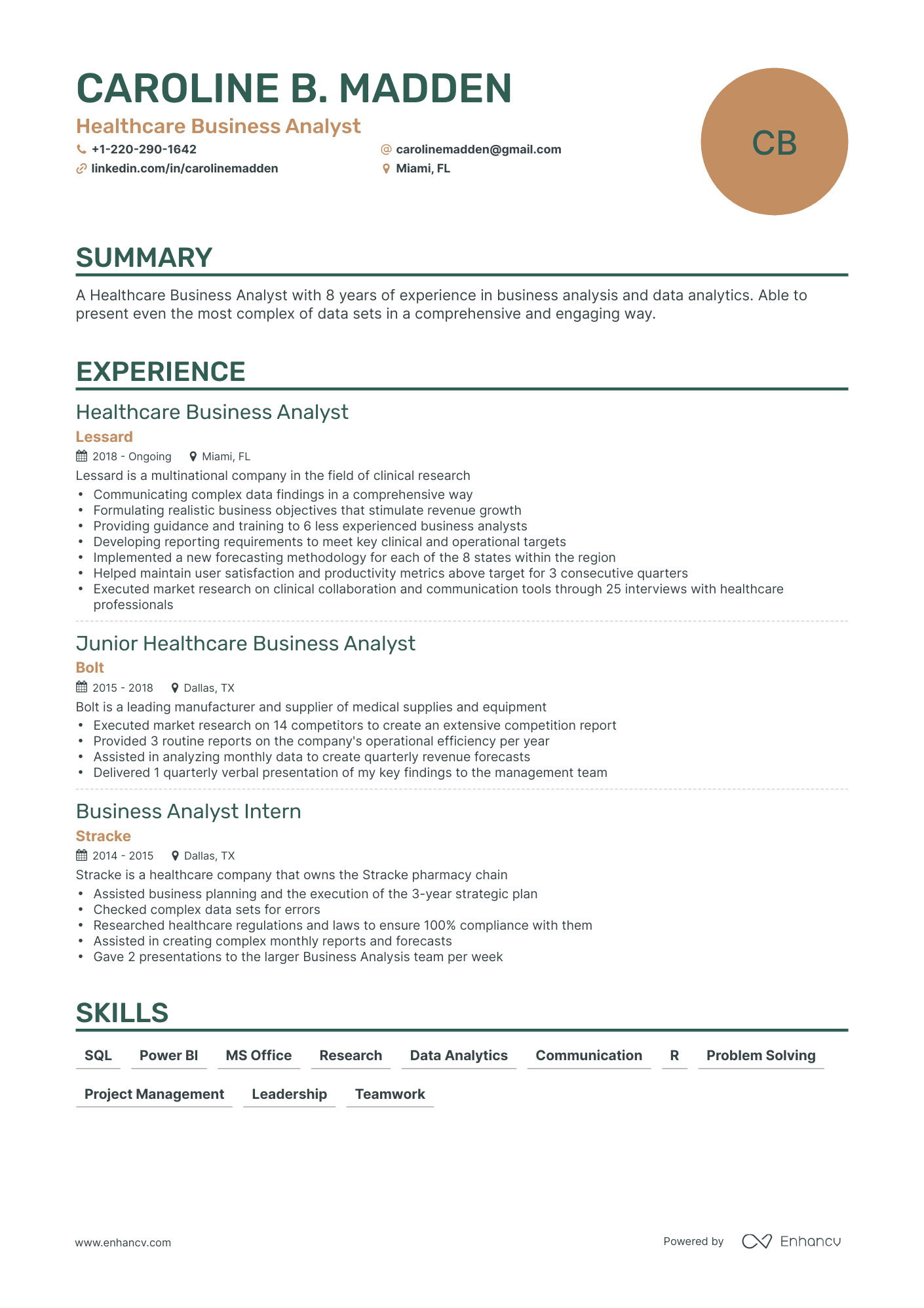 Classic Healthcare Business Analyst Resume Template