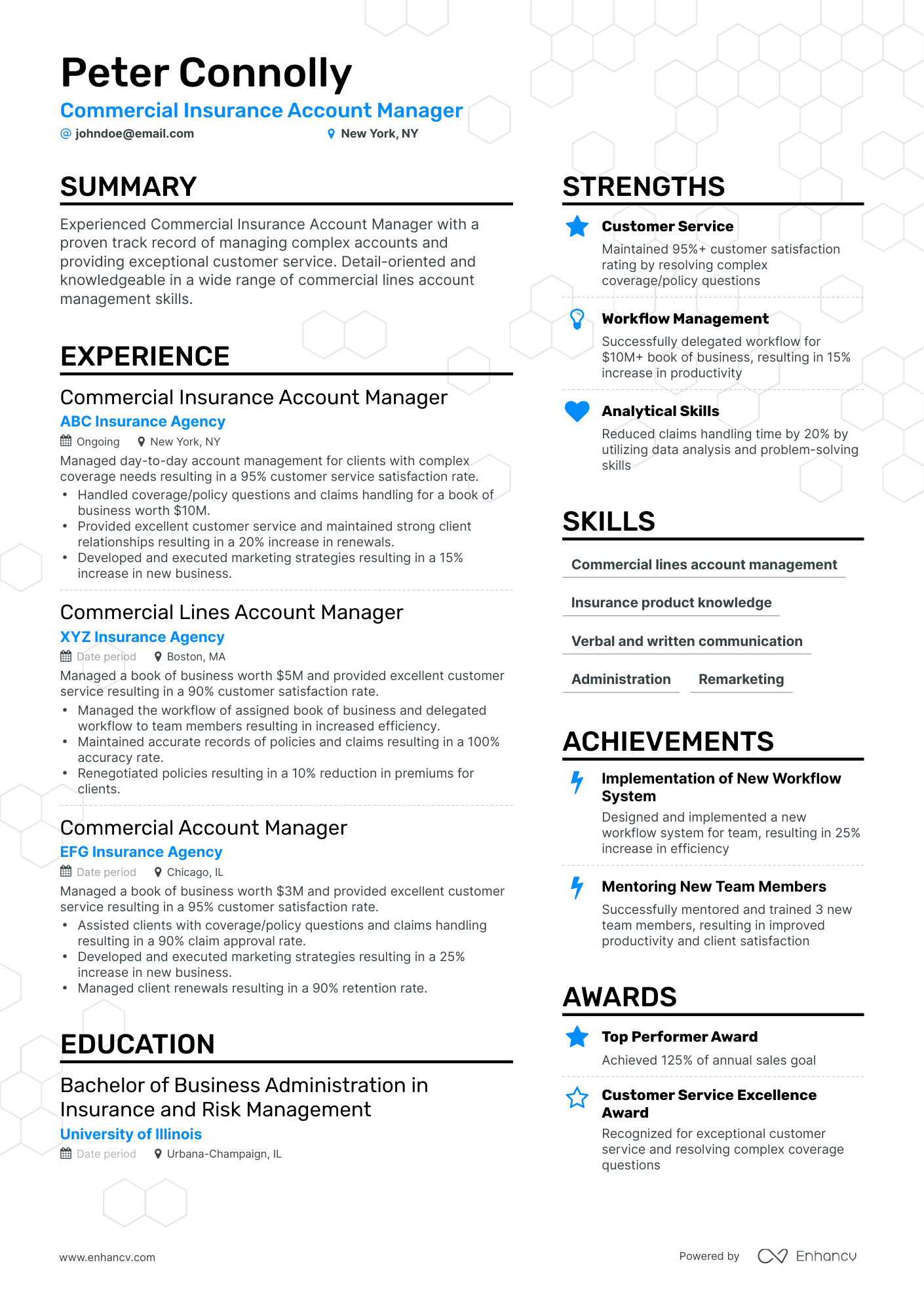 Simple Commercial Account Manager Resume Template