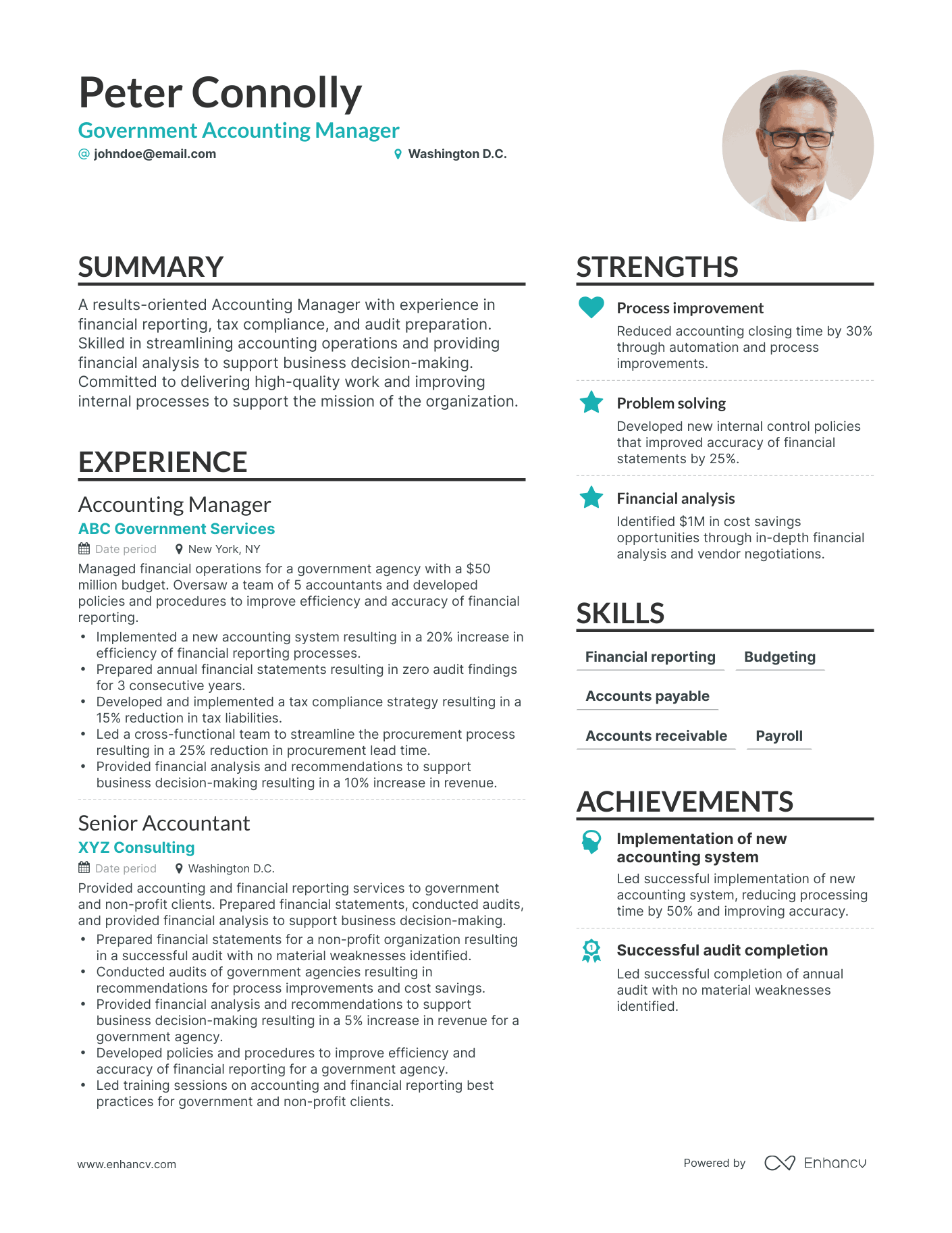 Simple Government Accounting Resume Template
