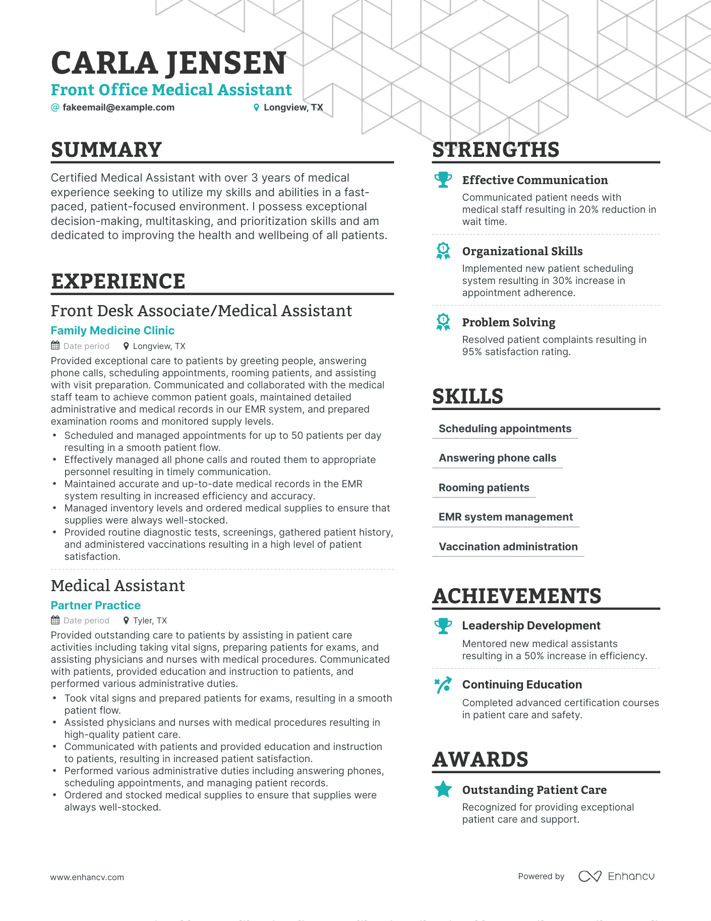 Simple Front Office Medical Assistant Resume Template