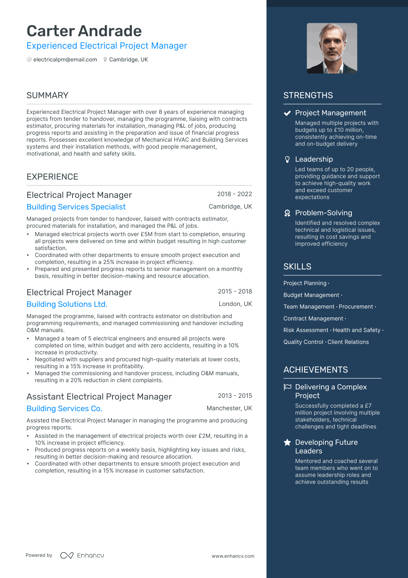 project management cycle resume