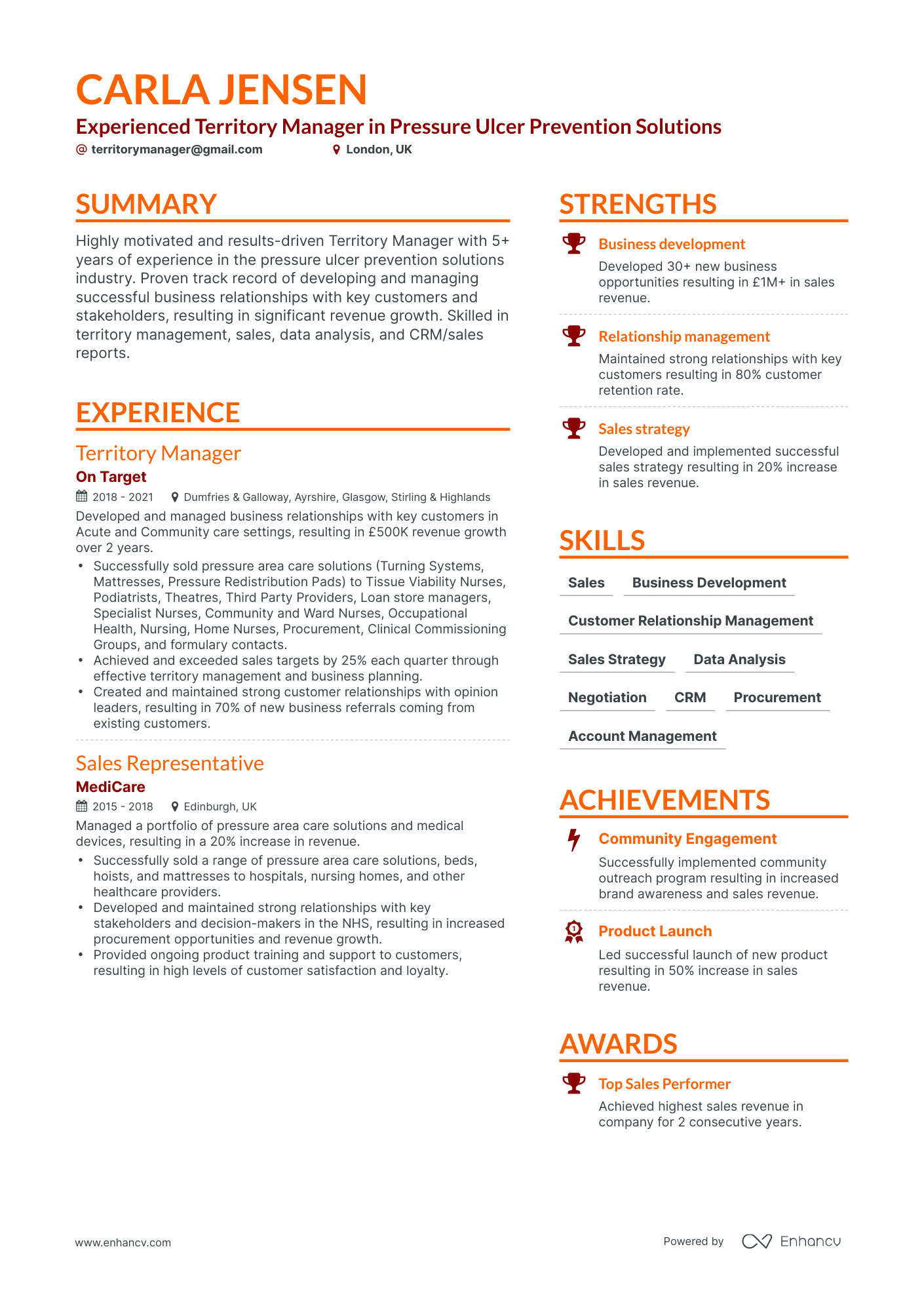 Simple Territory Manager Resume Template