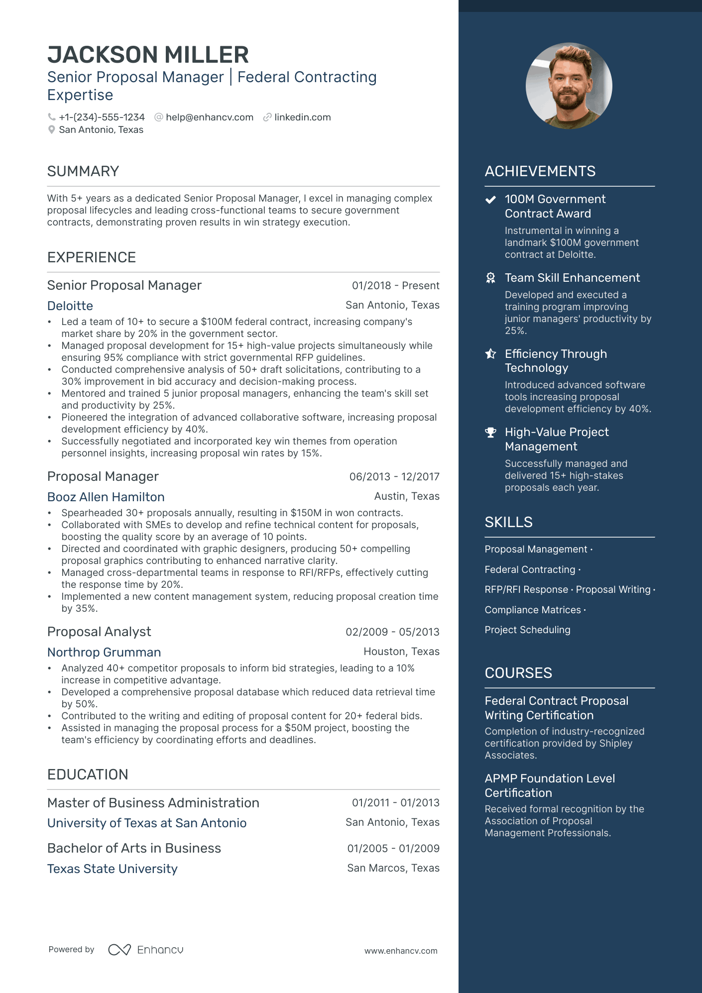 project manager resume rfp
