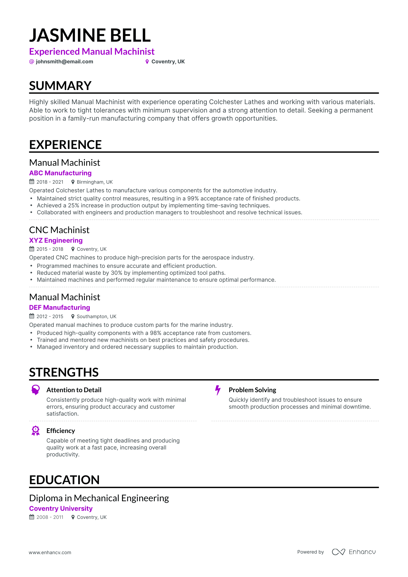 5 Machinist Resume Examples & Guide for 2023